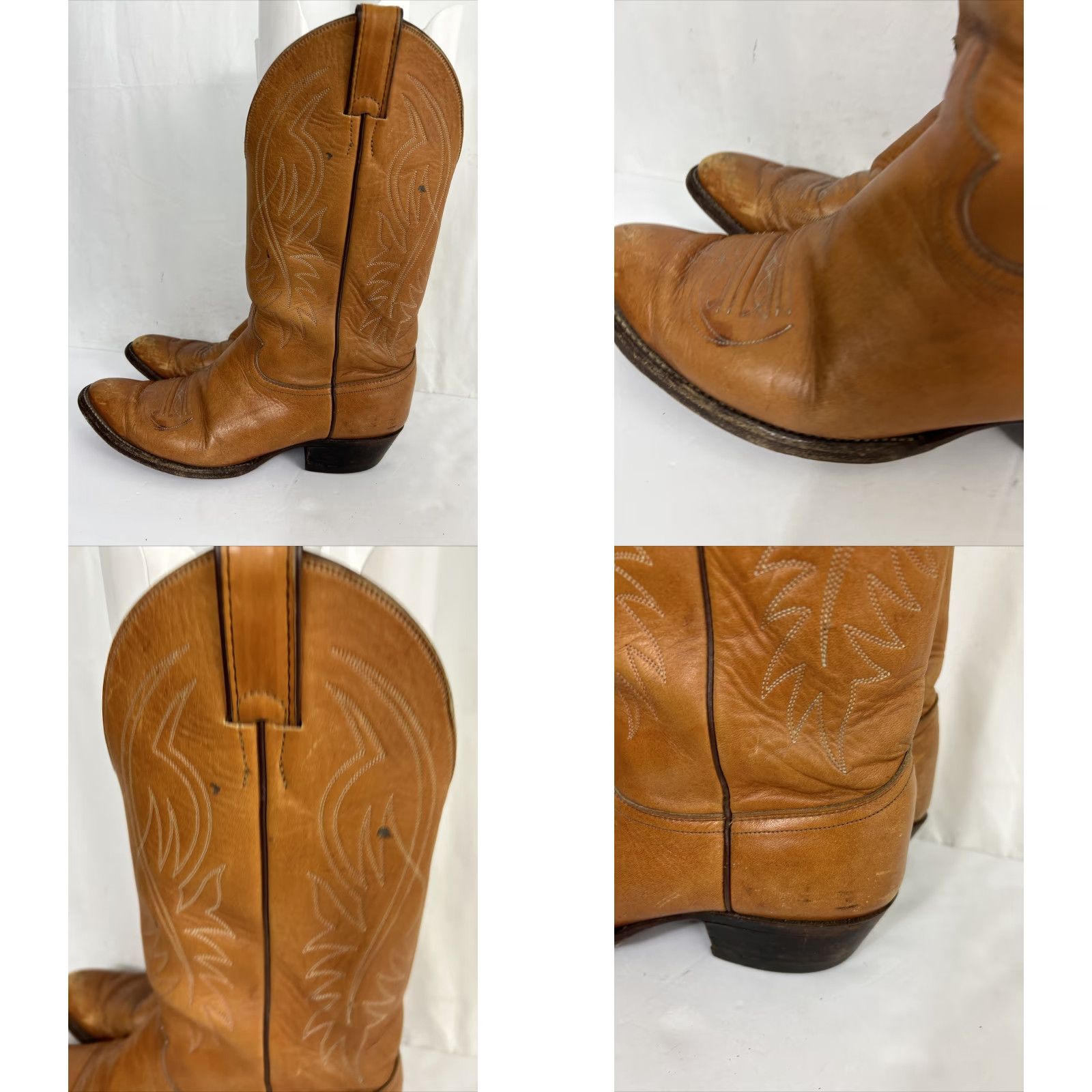 Justin Boots VINTAGE Justin Boots Mens 10 Brown Leather Cowboy Western Boots Pull-on Mid-Calf Pointed Toe USA Mens Size US 10 / EU 43 - 8 Thumbnail