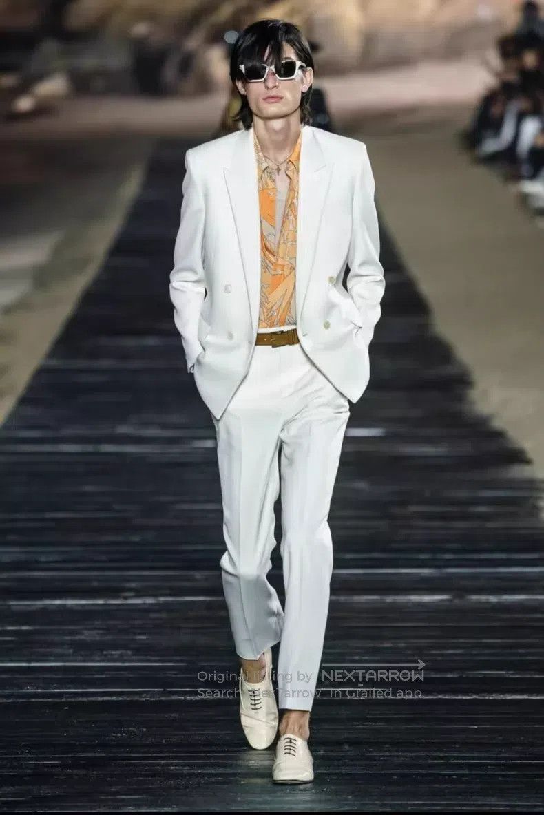 Saint Laurent Paris Saint Laurent Paris White 9-Figure Wool Trousers Size US 30 / EU 46 - 7 Thumbnail