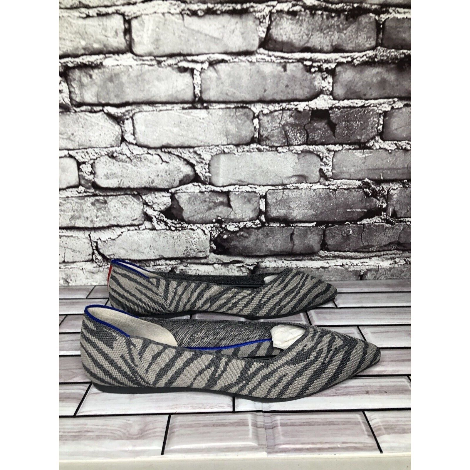 Other Rothy’s The Point Retired Grey Zebra Fabric Stripe Flats Wom Size US 9.5 / IT 39.5 - 17 Thumbnail