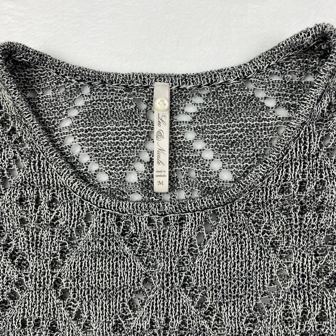 Other Leo & Nicole Medium Crochet Blouse Gray Women Cotton Size M / US 6-8 / IT 42-44 - 3 Thumbnail
