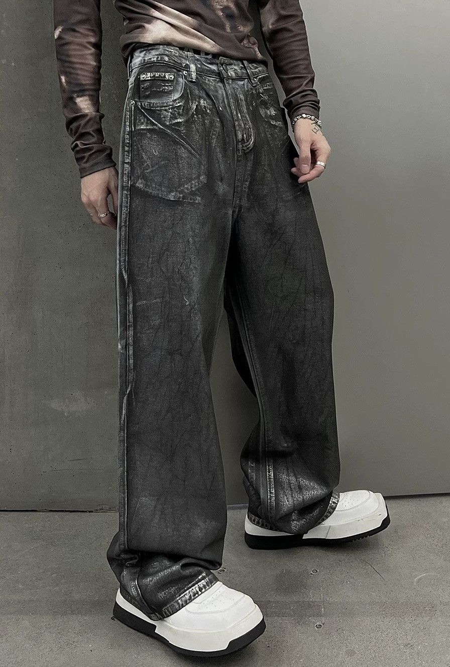 Japanese Brand × Vintage Avant garde fashion washed print faded punk jeans pants Size US 32 / EU 48 - 4 Thumbnail
