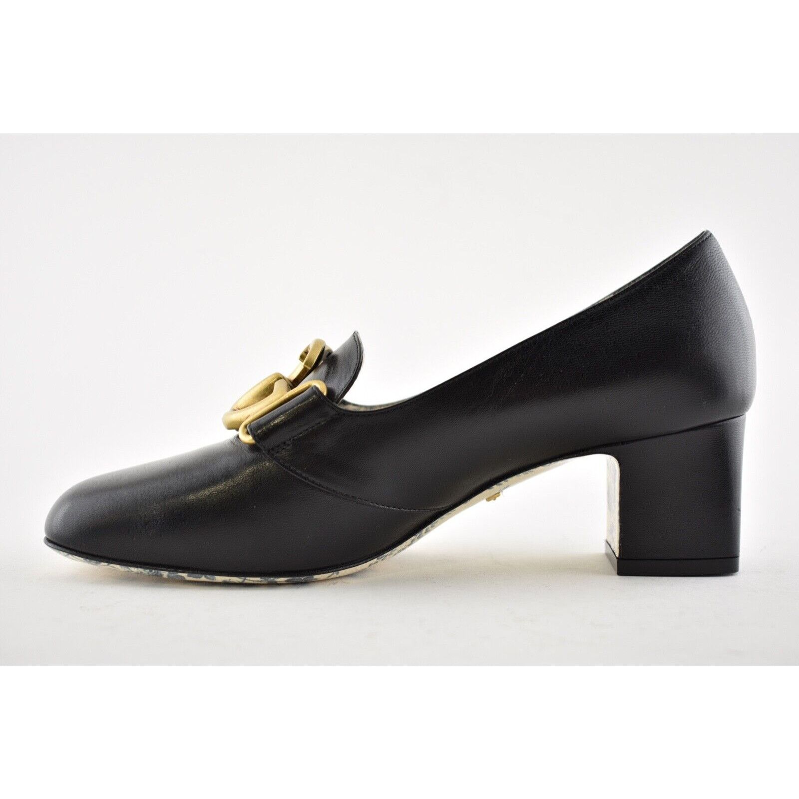 Gucci Victoire 55 Double Logo Block Mid Heel Mule Loafer Pump 37 Size US 7 / IT 37 - 9 Thumbnail