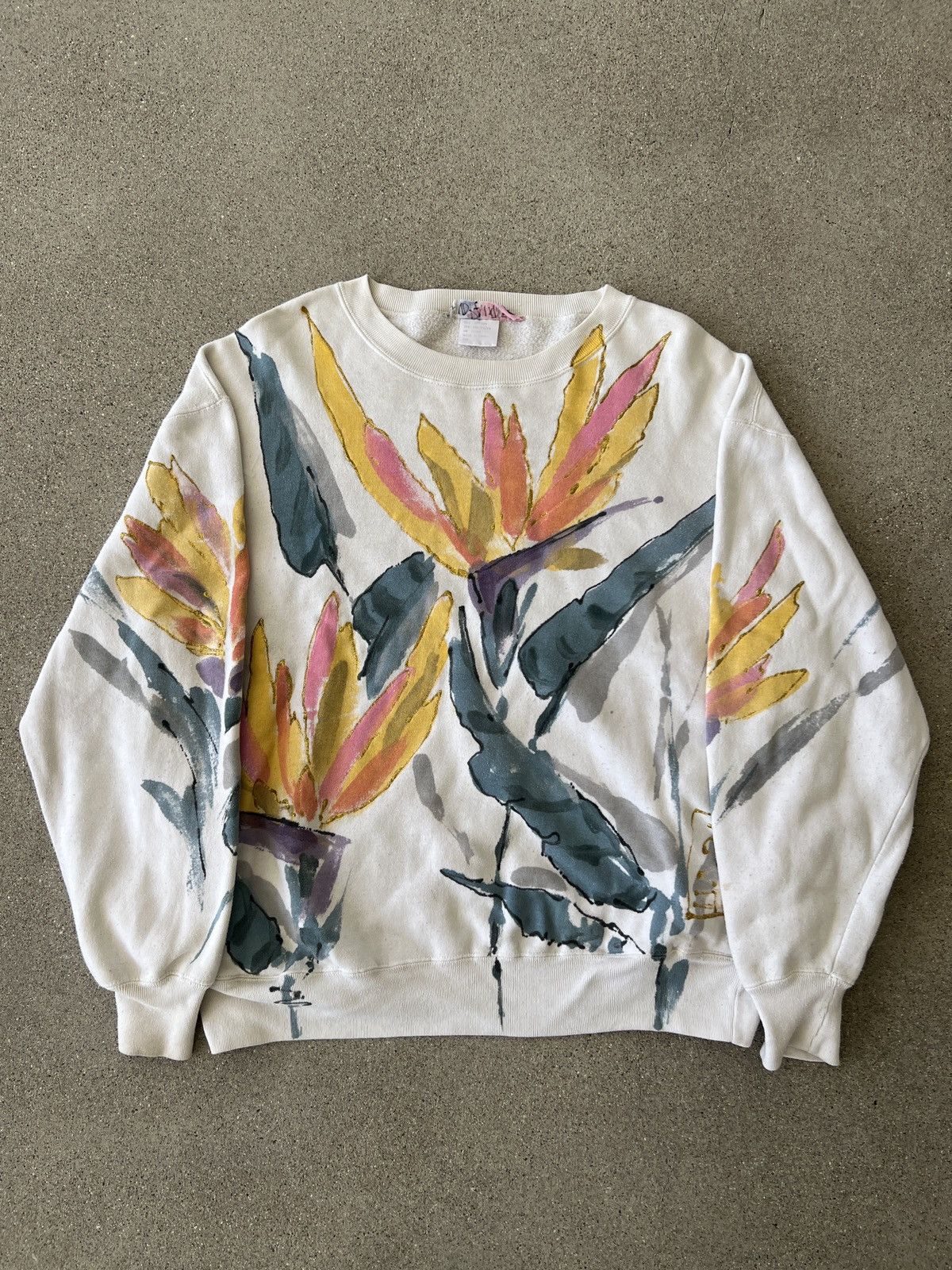 Other 80s Hand Painted “Birds of Paradise” Winter Sweater Size L / US 10 / IT 46 - 1 Thumbnail