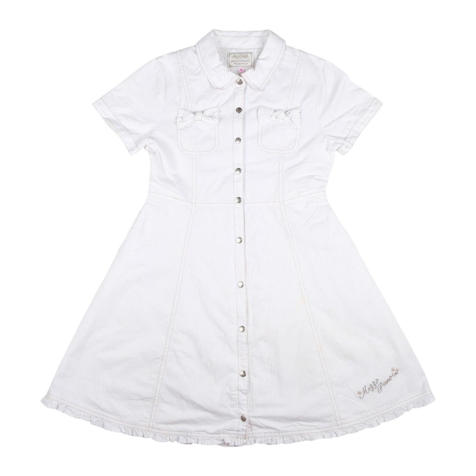 Other Mezzo Piano Bow Pocket White Denim Dress Size L / US 10 / IT 46 - 1 Thumbnail