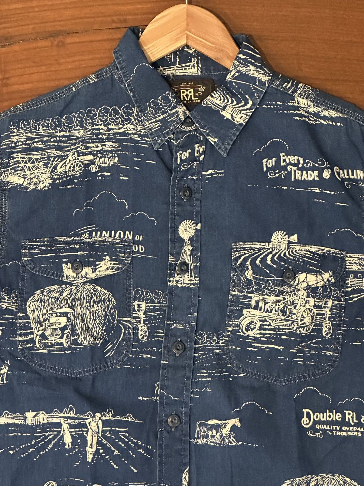 RRL Ralph Lauren RRL Farm Print Camp Shirt Size US M / EU 48-50 / 2 - 2 Thumbnail