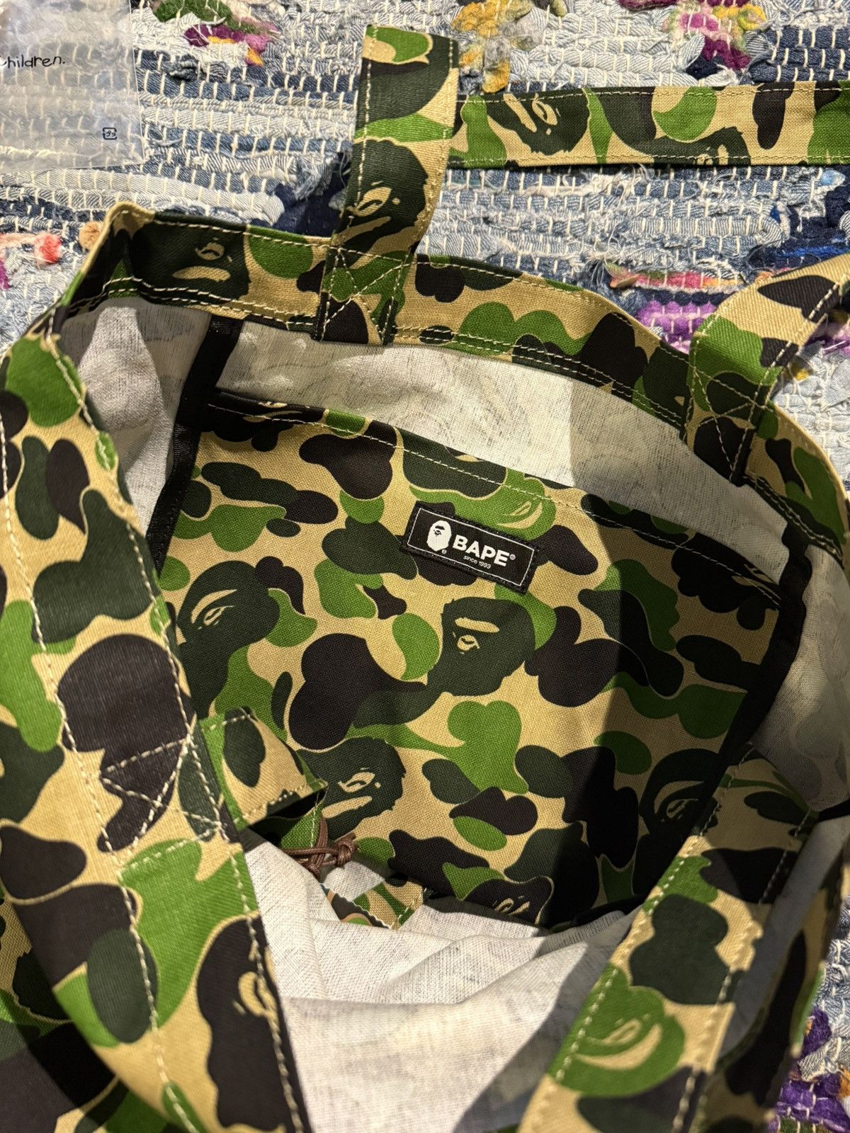 Bape A BATHNIG APE - ABC CAMO TOTE BAG - green Camo 1K80189010 Size ONE SIZE - 6 Thumbnail