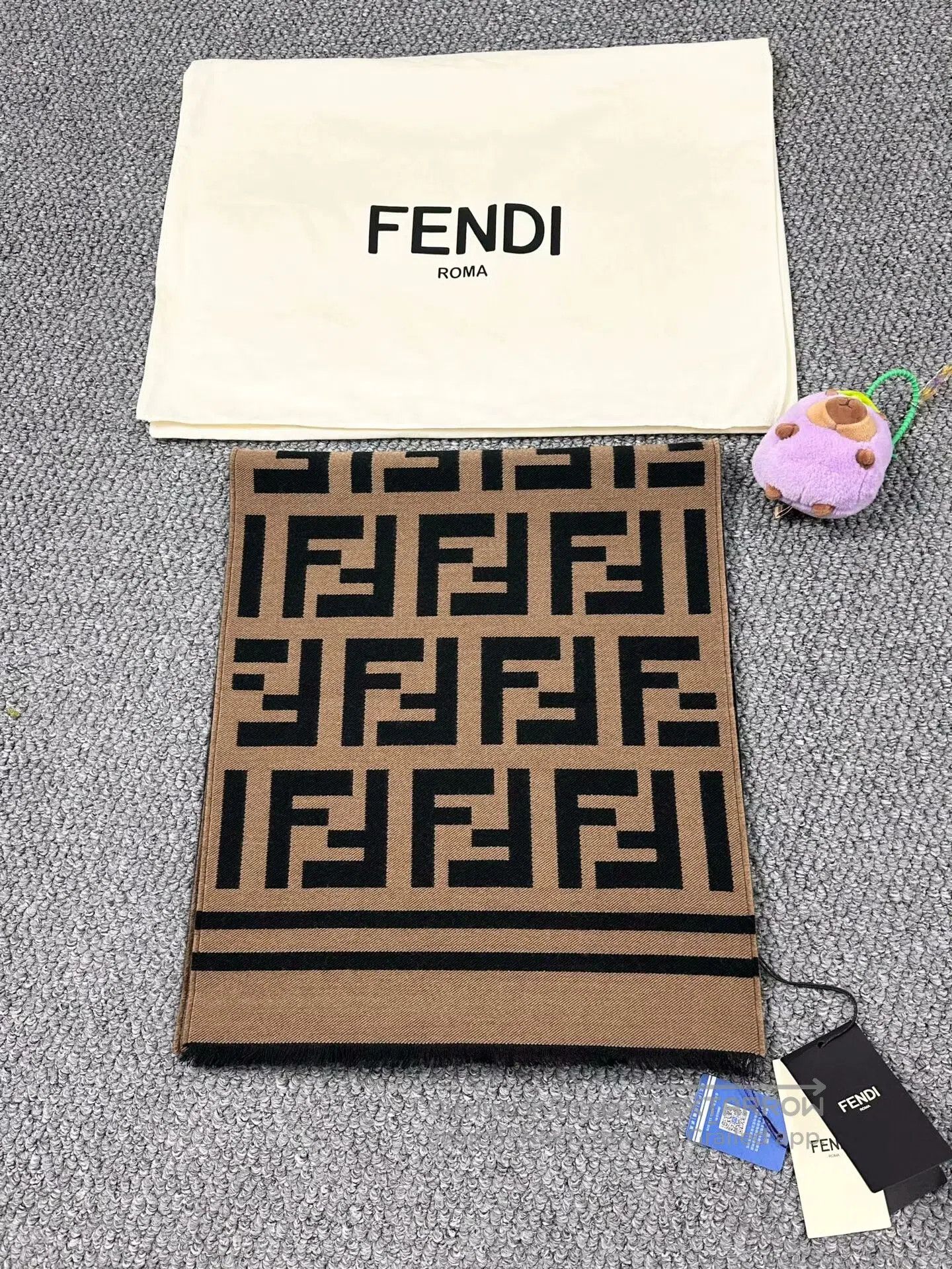 Fendi FENDI Classic Brown Monogrammed Old Logo Scarf| Size ONE SIZE - 3 Thumbnail