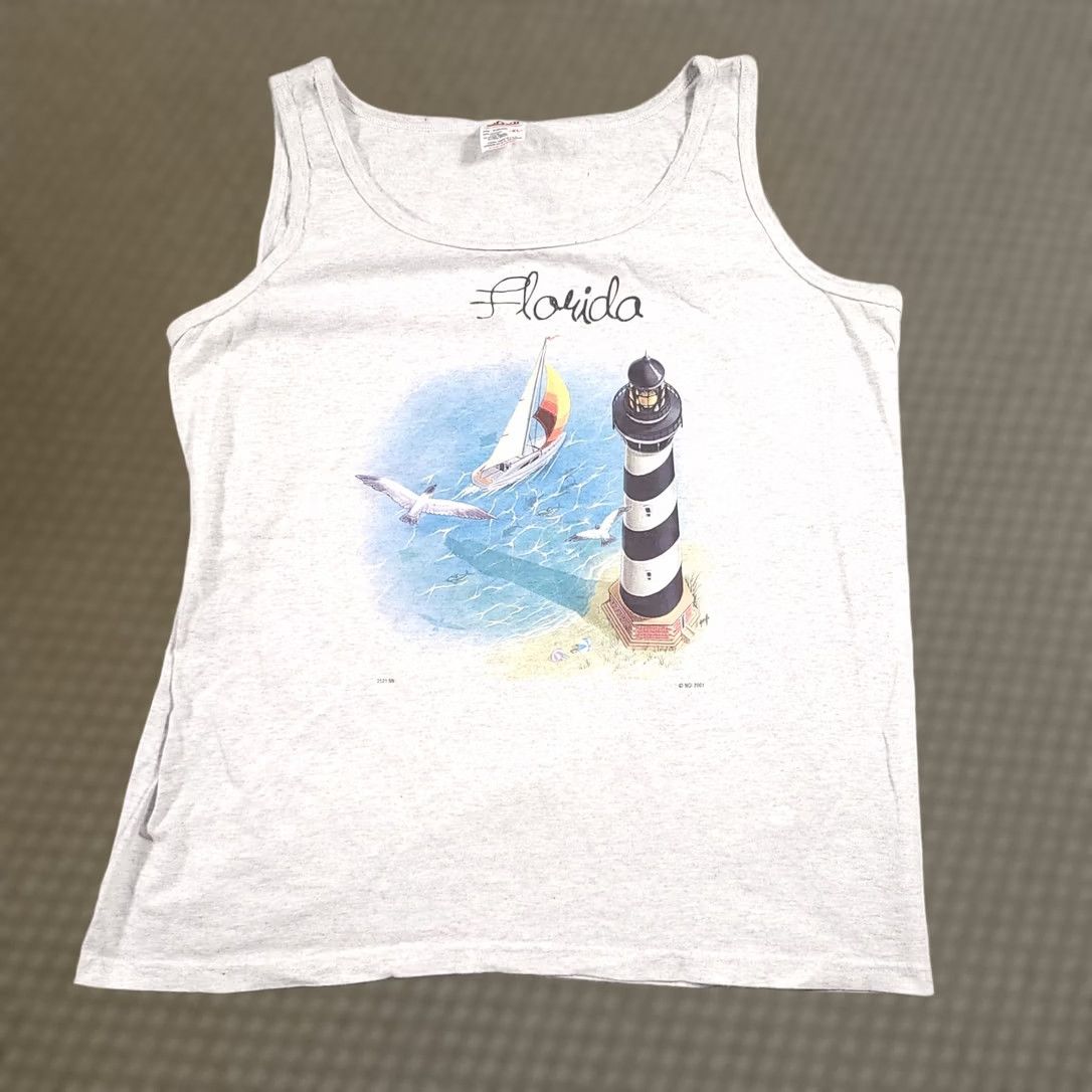 Anvil VINTAGE Y2K Nature Art Shirt Florida Mens XL Sleeveless Tank Lighthouse Beach USA Shirt Size XL / US 12-14 / IT 48-50 - 1 Thumbnail