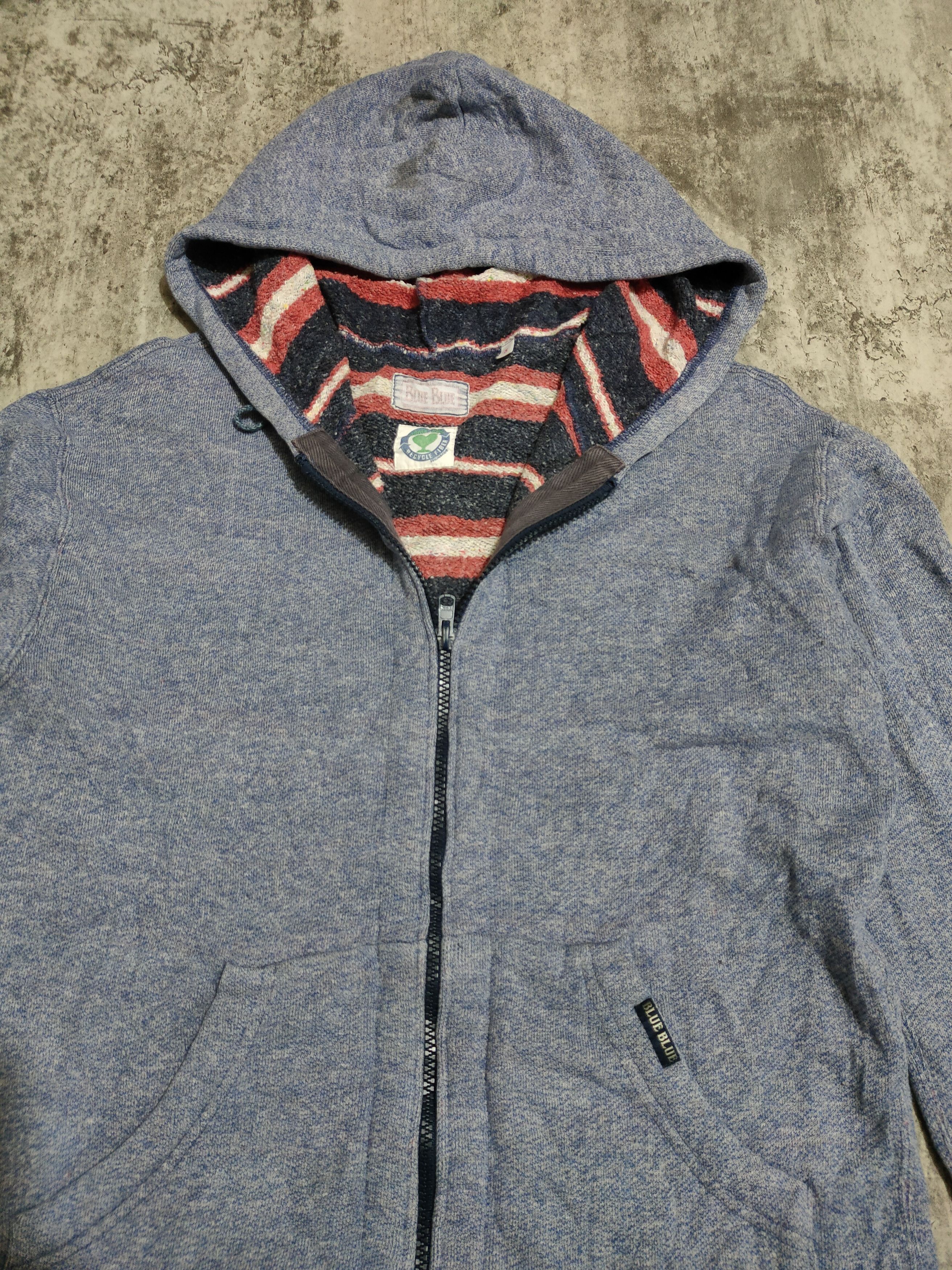Blue Blue Japan × Japanese Brand × Vintage 🔥 Vintage Blue Blue Japan Recycle fiber zip Hoodie Size US L / EU 52-54 / 3 - 3 Thumbnail