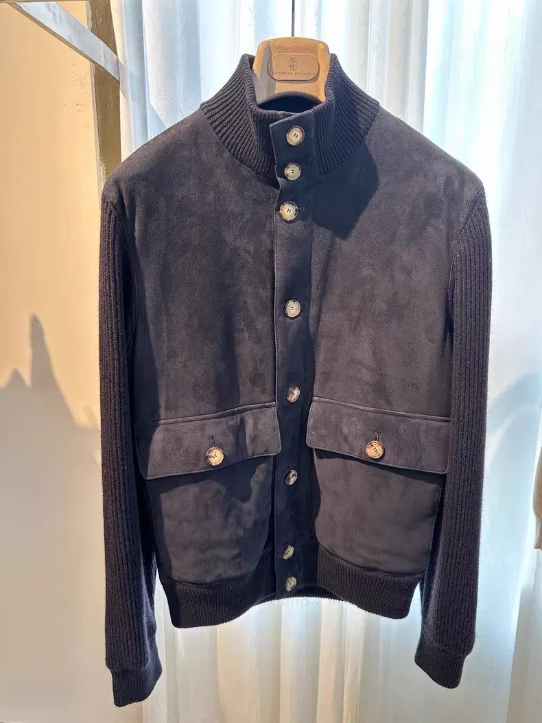 Brunello Cucinelli Brunello Cucinelli Men's notched collar button leather jac Size US XS / EU 42 / 0 - 1 Thumbnail
