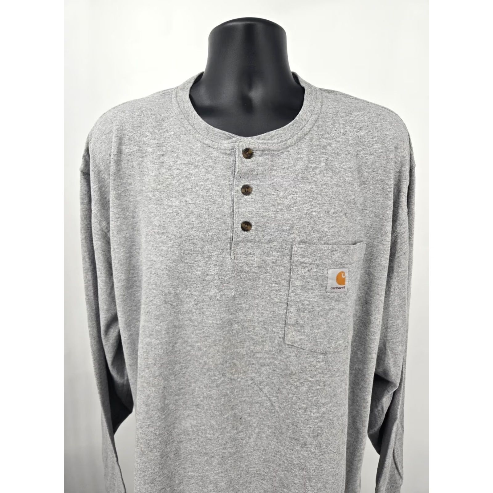 Carhartt Carhartt Henley T-Shirt 2XL Gray Long Sleeve Men XXL Gray Logo Knit Cotton Polyester Shirt Casual Vintage: No, Indoor/Outdoors? Size US XXL / EU 58 / 5 - 5 Thumbnail