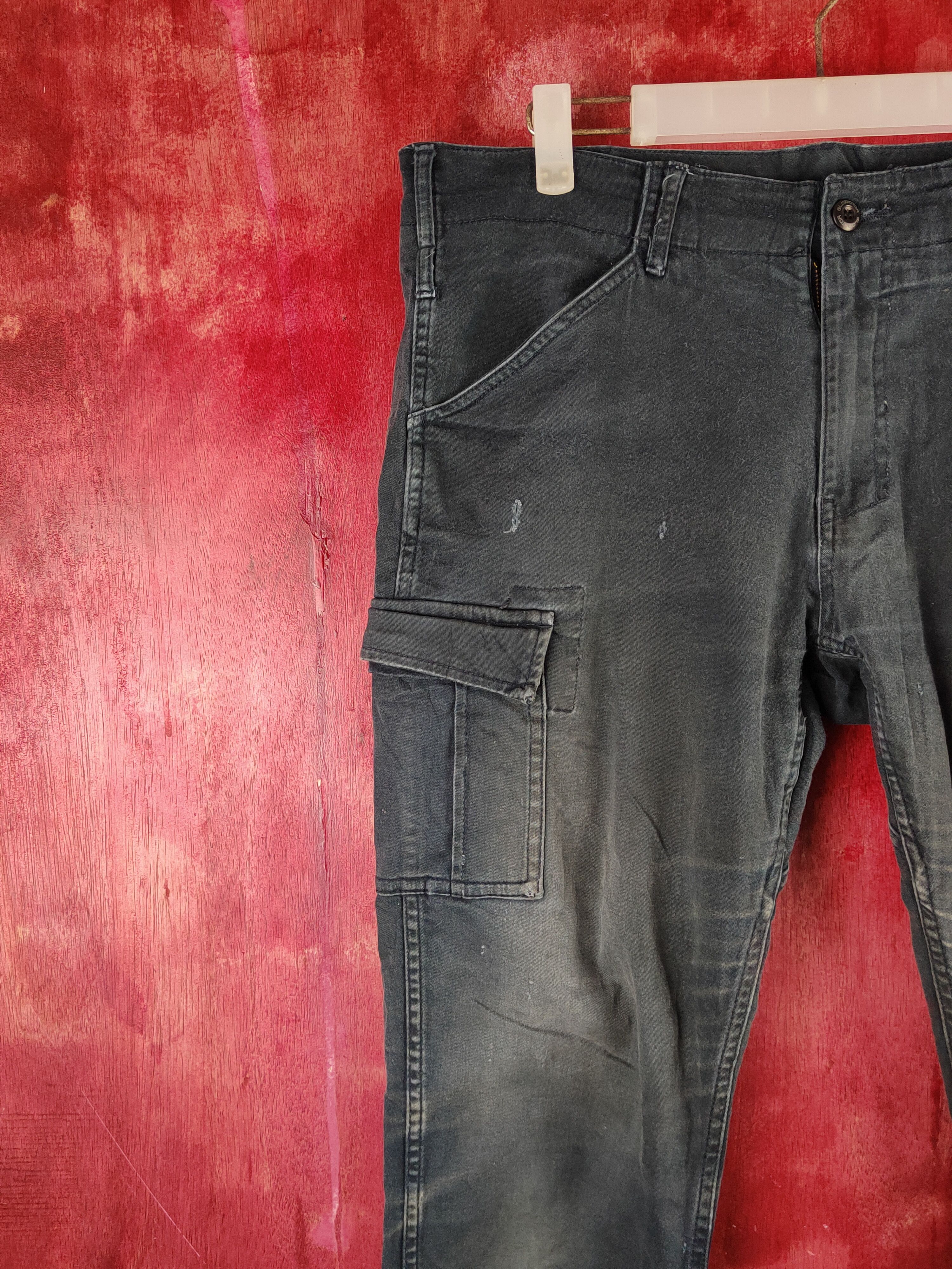 Japanese Brand Gladiator Blue Faded Multipocket Tactical Cargo Pants #S1452 Size US 35 - 3 Thumbnail