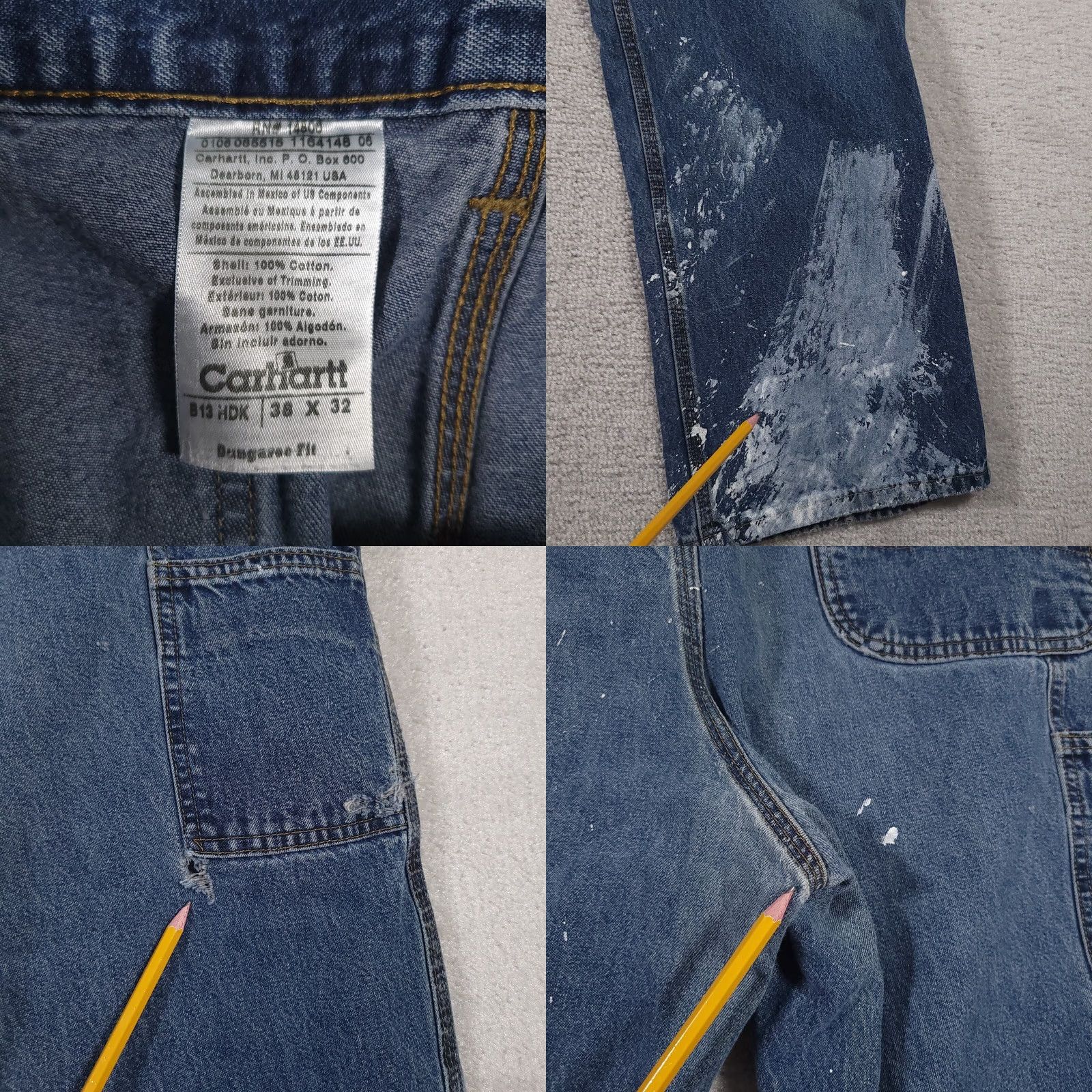 Carhartt Carhartt B13 Dungaree Carpenter Denim Jeans Blue Mens 38x32 Grunge Workwear Size US 38 / EU 54 - 9 Thumbnail