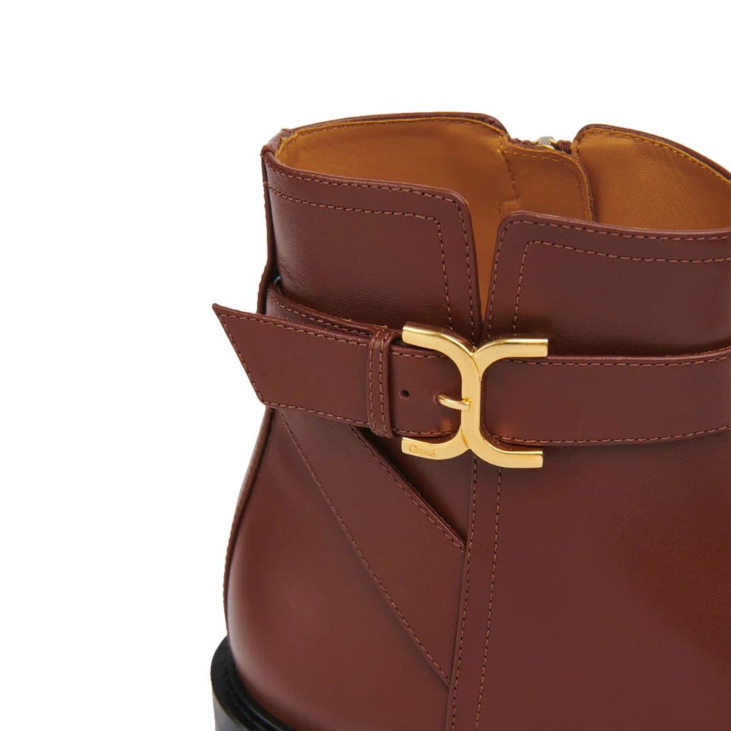 o1loc1c0125 Marcie Block Heel Ankle Boots in Brown