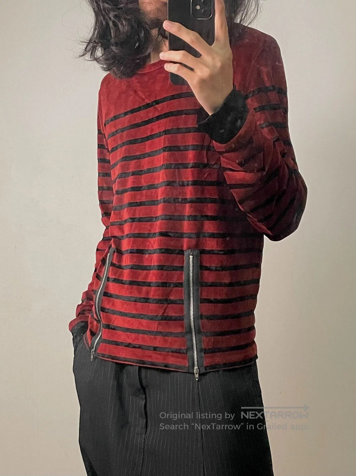 Jean Paul Gaultier Jean Paul Gaultier Velvet Striped Sweatshirt. Size S / US 4 / IT 40 - 1 Thumbnail