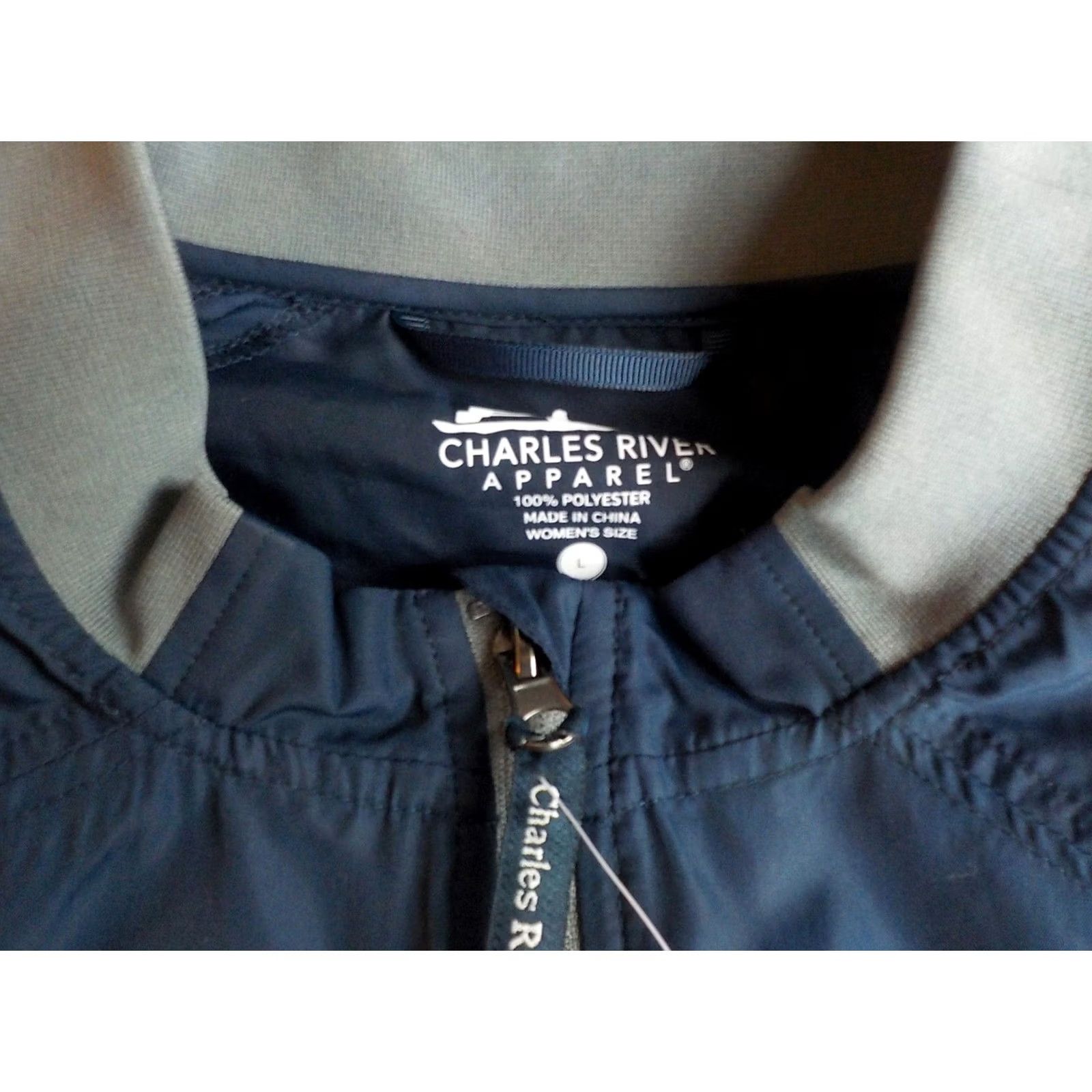 Vintage CHARLES RIVER 5942 Women's Bunker Windshirt Navy Gray Polyester 1/4 Zip Kangaroo Pocket NEW WITH TAGS Large Regular Windbreaker Jacket Womens Size L / US 10 / IT 46 - 5 Thumbnail