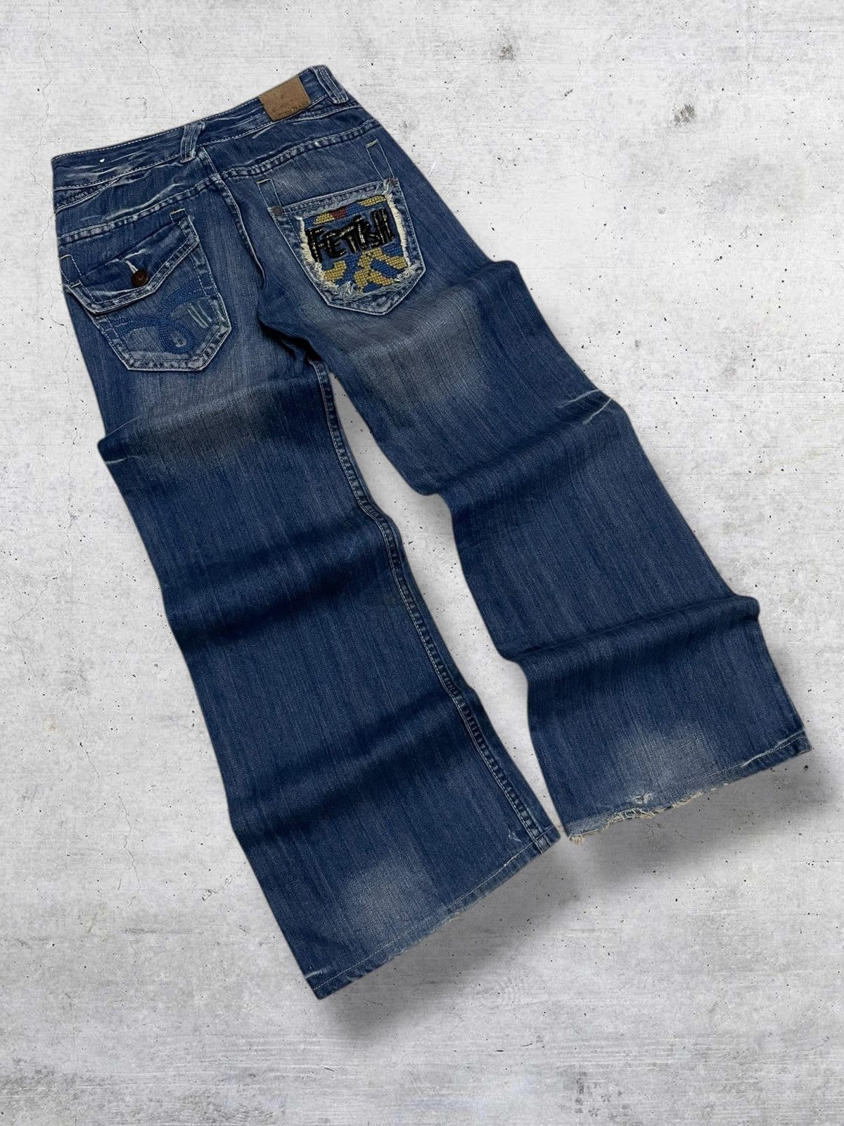 Japanese Brand VINTAGE FETISH 1990S OG JAPAN DESIGNER BAGGY WIDE LEG DENIM Size US 26 / EU 42 - 9 Thumbnail