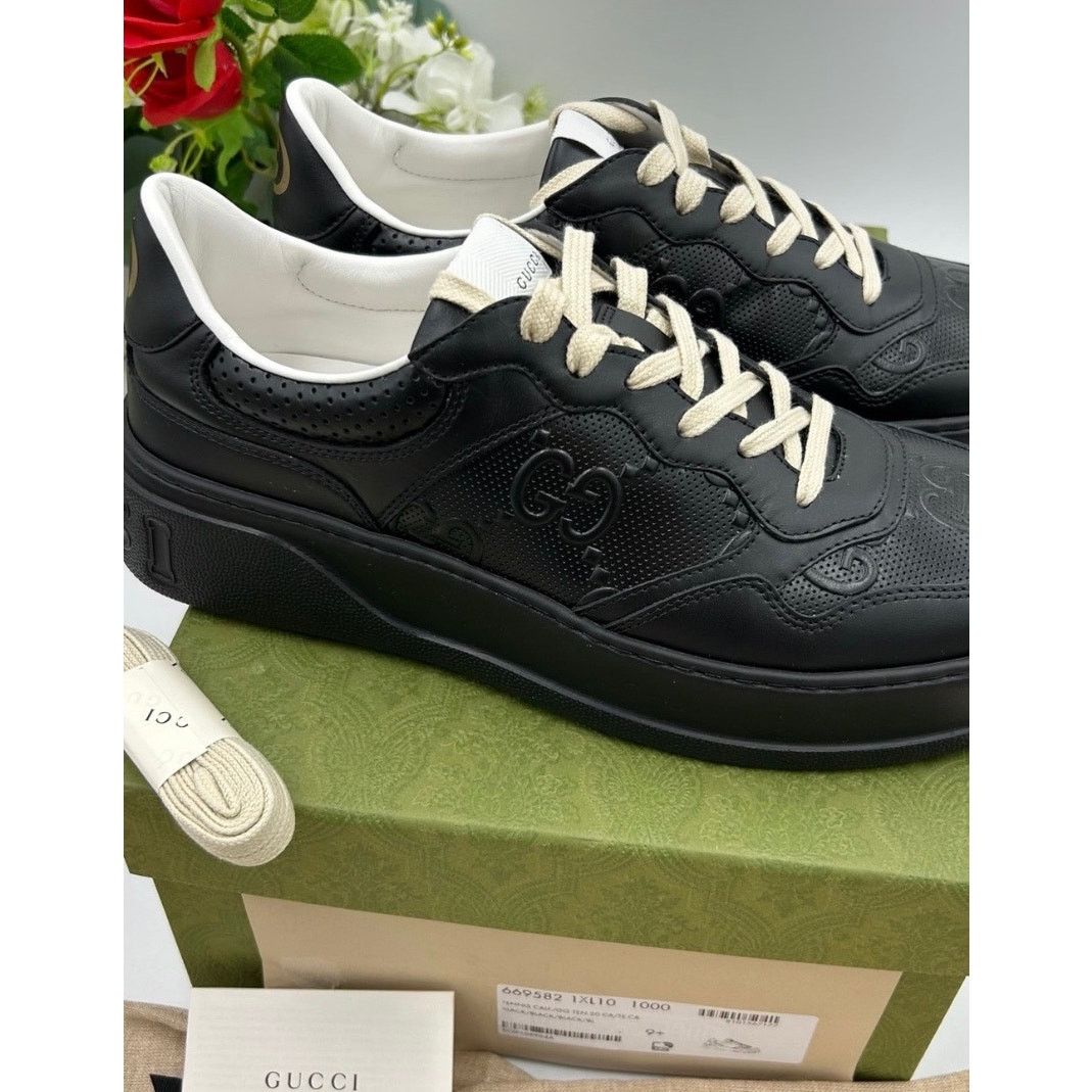 Gucci Men's Gucci GG embossed Leather sneakers size 9.5 fits 10 US Size US 10 / EU 43 - 9 Thumbnail