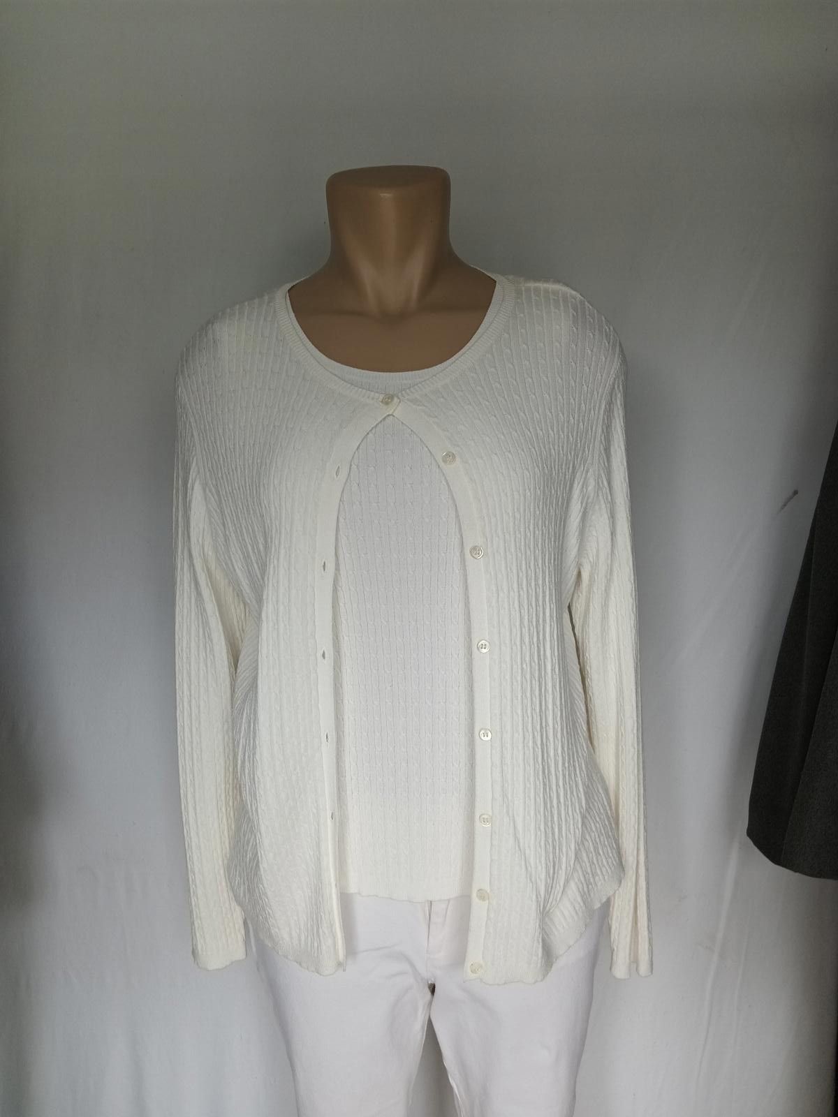 Charter Club Chic Charter Club White Ribbed Cardigan and Tank Set Size M / US 6-8 / IT 42-44 - 1 Thumbnail