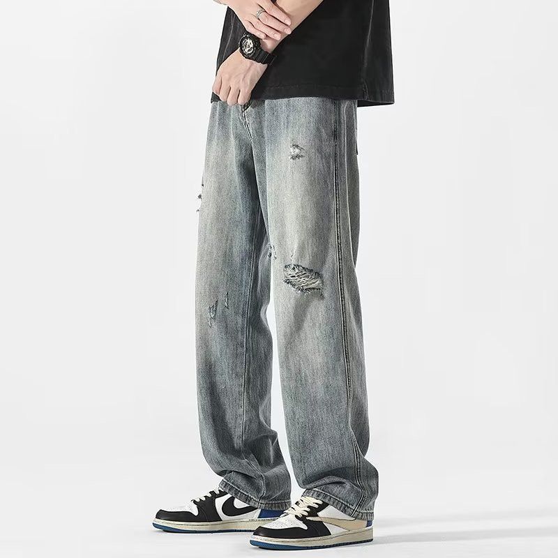 Japanese Brand Men's American retro straight loose ripped jeans Size US 32 / EU 48 - 1 Thumbnail