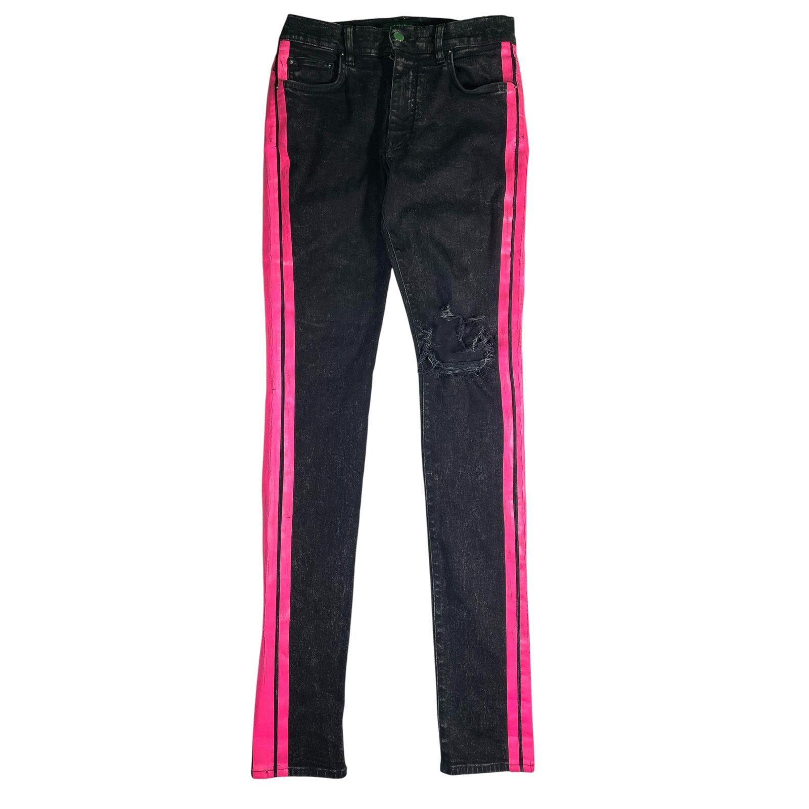 Amiri Amiri Aged Black & Pink Stripe Jeans Size US 29 - 1 Thumbnail