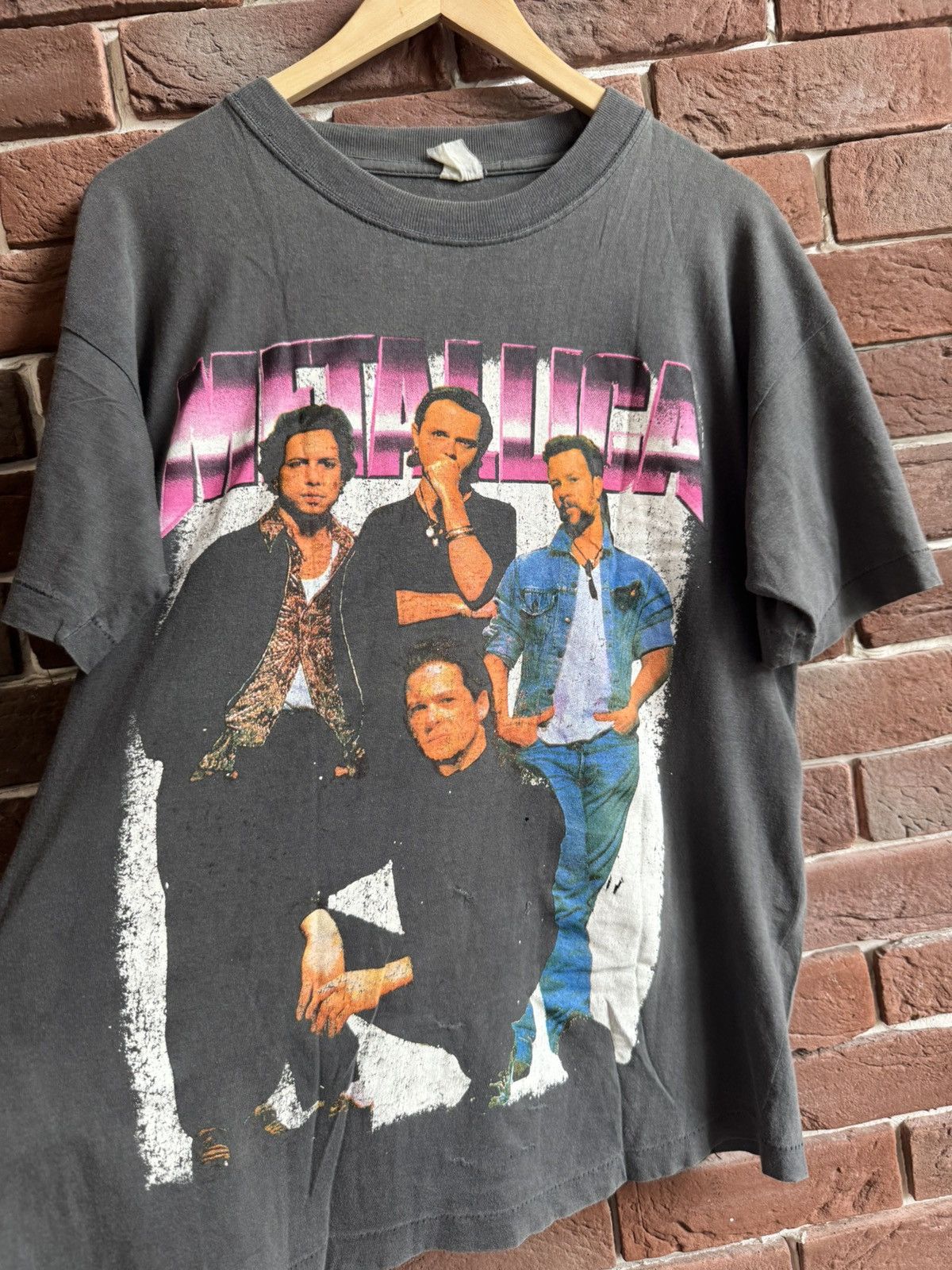 Band Tees Metallica Heavy Metal Band 90s Vintage T-Shirt Faded L Black Size US L / EU 52-54 / 3 - 3 Thumbnail
