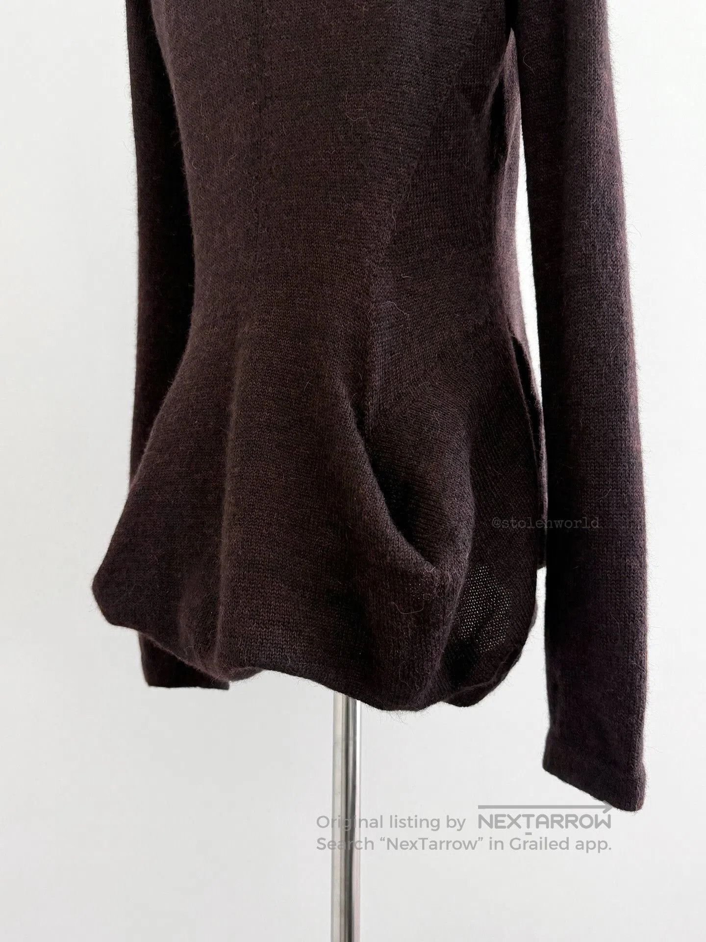 Y's unique brown wool knit cardigan. Size M / US 6-8 / IT 42-44 - 5 Thumbnail