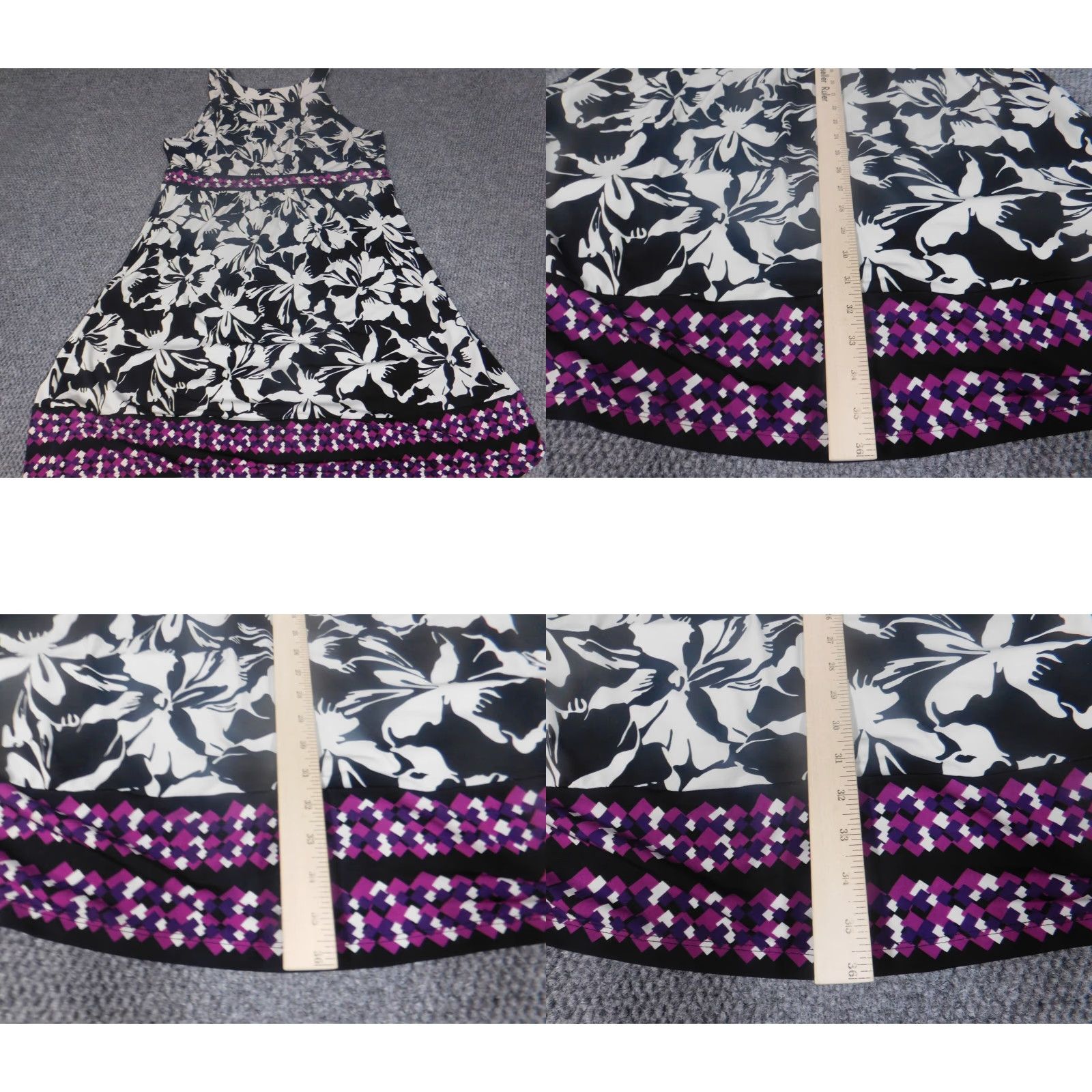 Apt. 9 Apt. 9 Womens Dress A-Line Knee Length Sleeveless XL Black Floral Polyester Rayon Zipper Crew Neck Pattern: Floral Vintage No } Size XL / US 12-14 / IT 48-50 - 9 Thumbnail