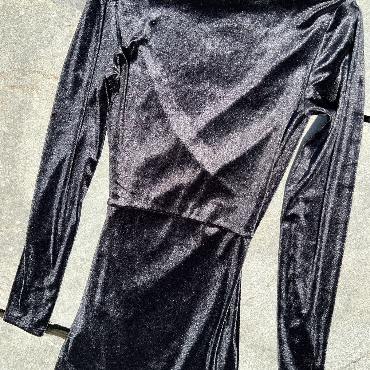 Divided × H&M Black Velvet Rouched Long Sleeve Mini Dress Size XS / US 0-2 / IT 36-38 - 5 Thumbnail