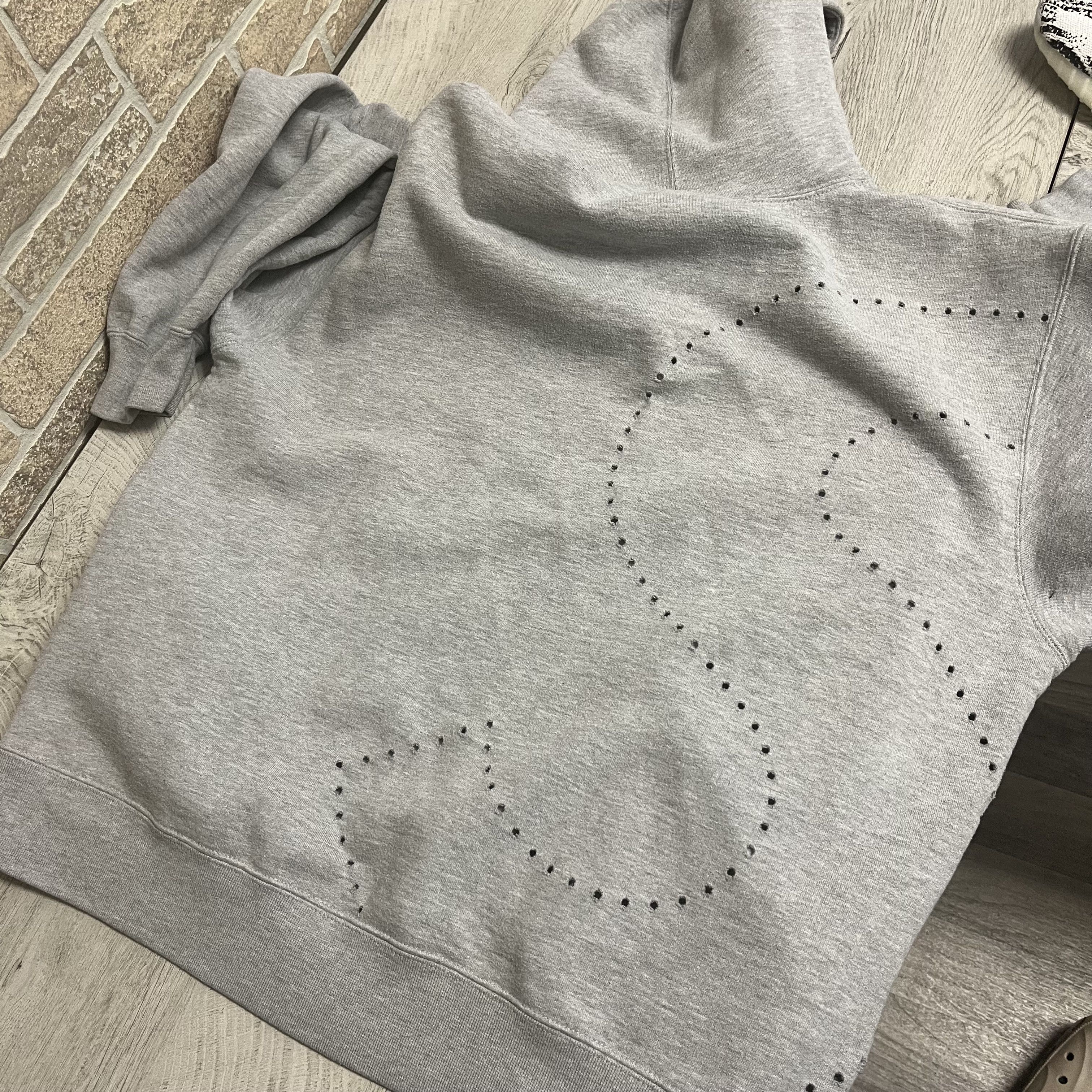 Authentic Supreme Eyelet GREY Hooded sweatshirt Size L