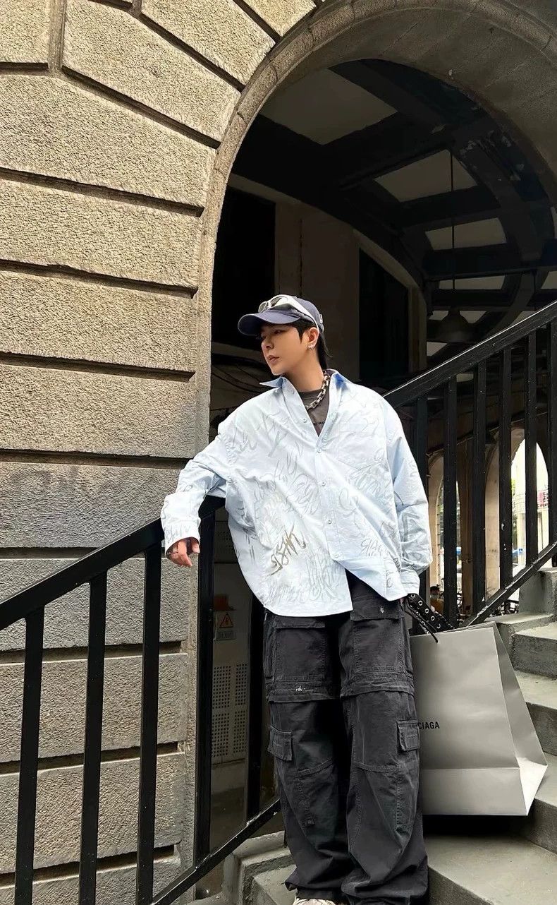 Balenciaga Balenciaga size S Work pants, splash ink to make old desig Size US 27 - 5 Thumbnail