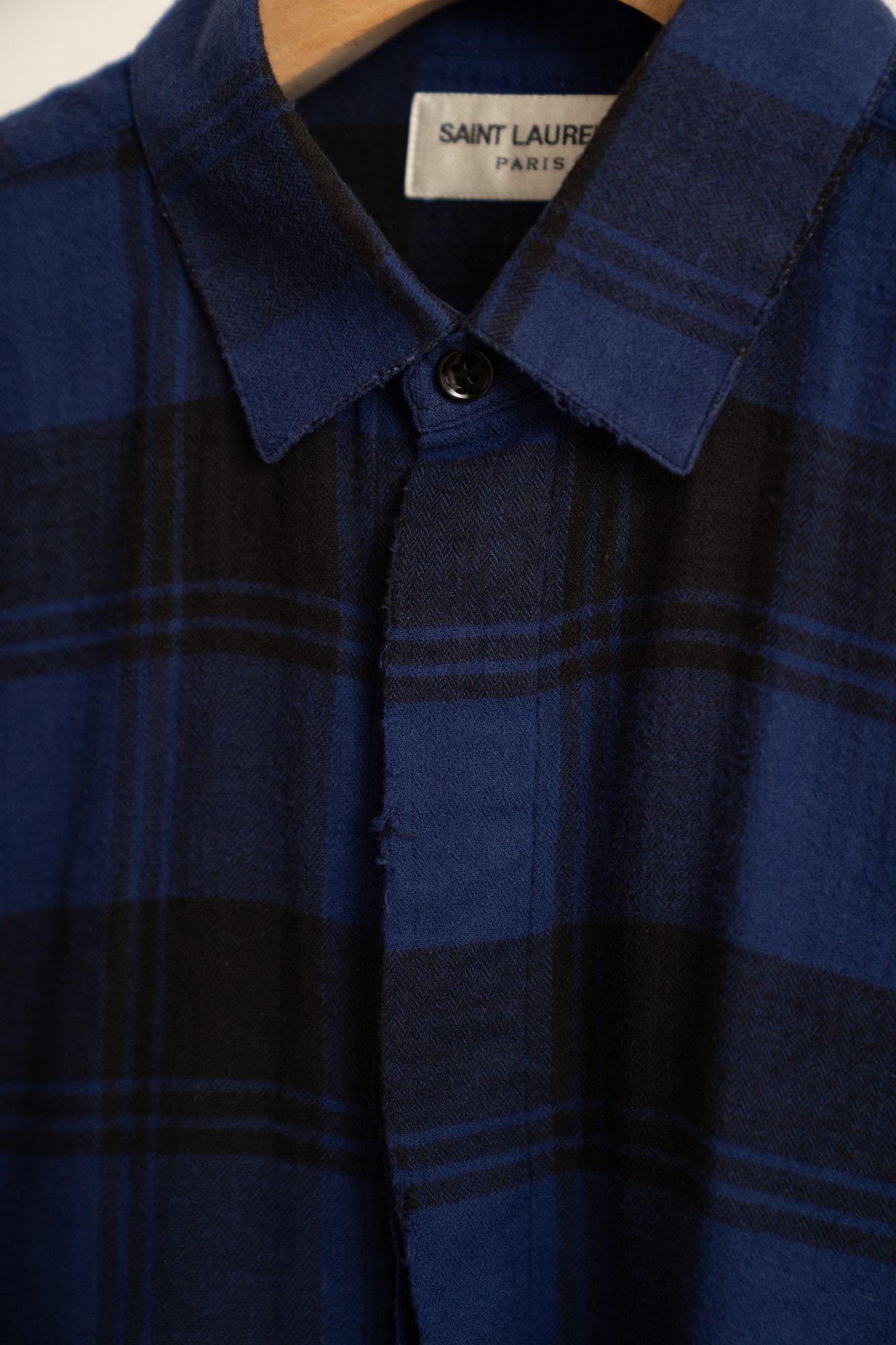 Saint Laurent Paris [NWT] SAINT LAURENT BLACK NAVY CHECK SHIRTS Size US S / EU 44-46 / 1 - 4 Thumbnail