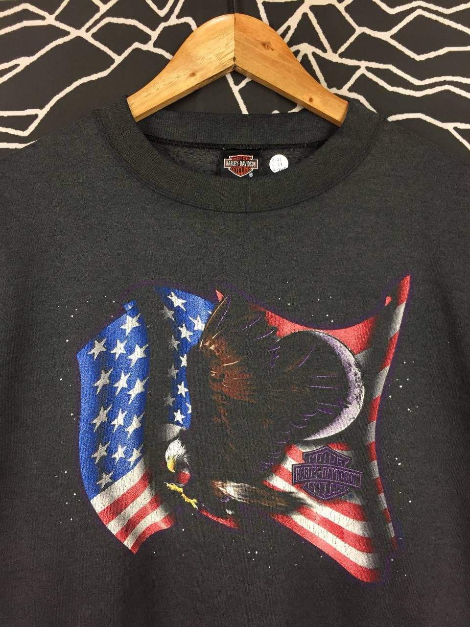 Harley Davidson Vtg 90s Harley Davidson Milwaukee Eagle Flag Sweatshirt Size US M / EU 48-50 / 2 - 3 Thumbnail