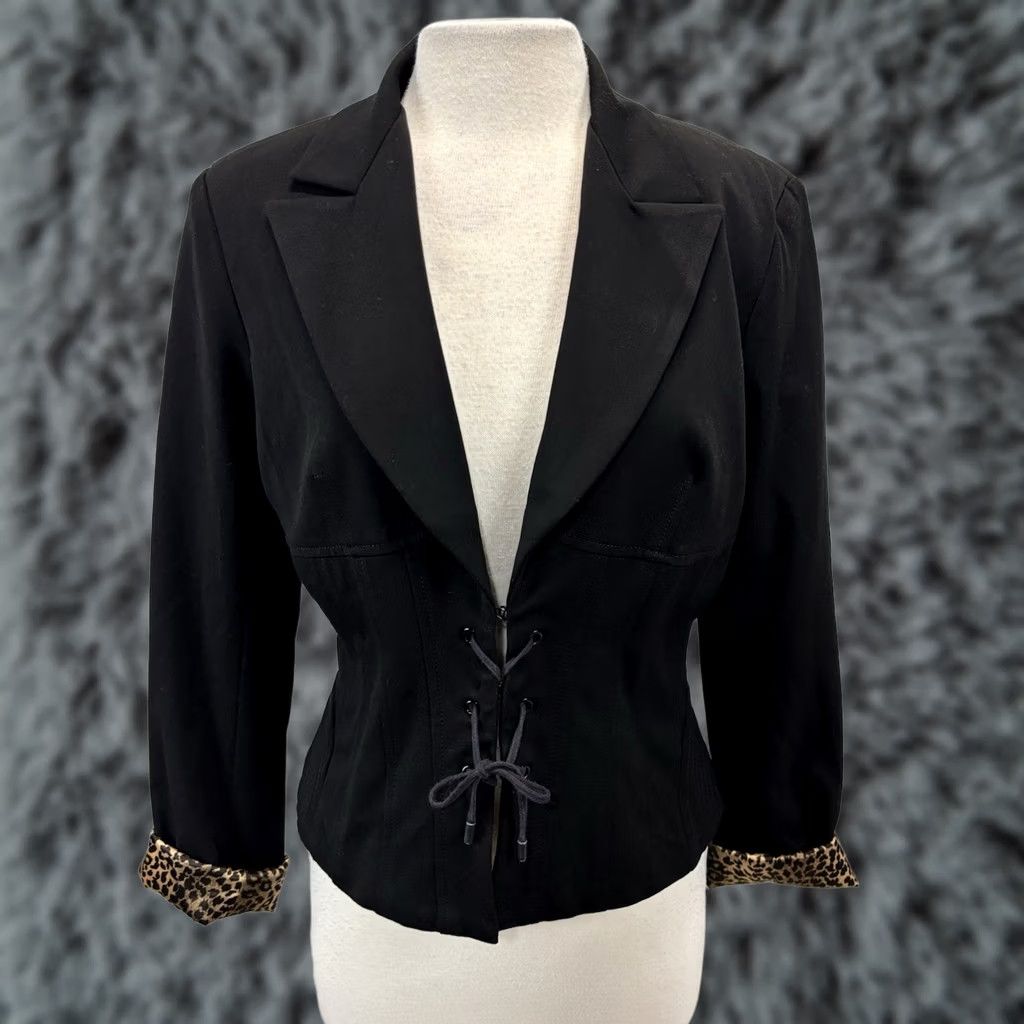 Vintage VINTAGE Caché Blazer Jacket Women 12 Black Corset Style Lace Up Lined 90s Glam Whimsigoth Goth Punk Blazer Women Mens? Size XL / US 12-14 / IT 48-50 - 1 Thumbnail