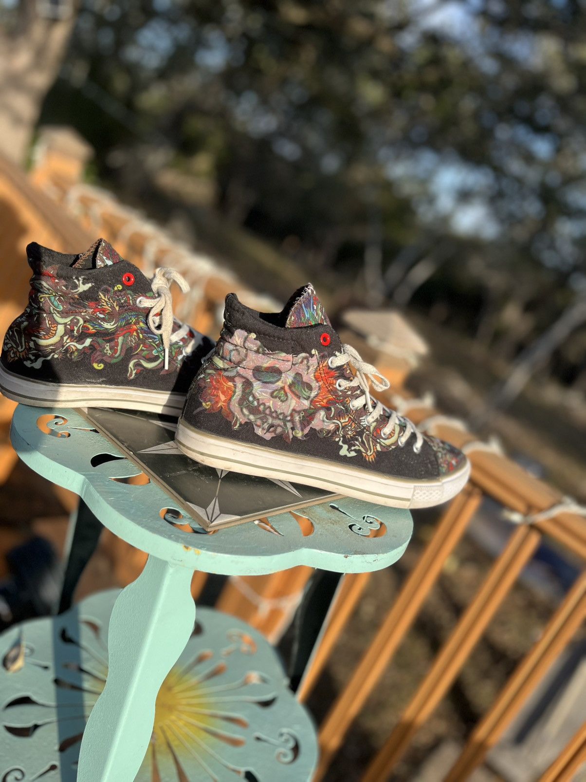 Ed Hardy *^*^FREE GIFT!!!*^*^ ULTRA RARE Ed Hardy tattoo hightops Size US 10 / EU 43 - 2 Thumbnail