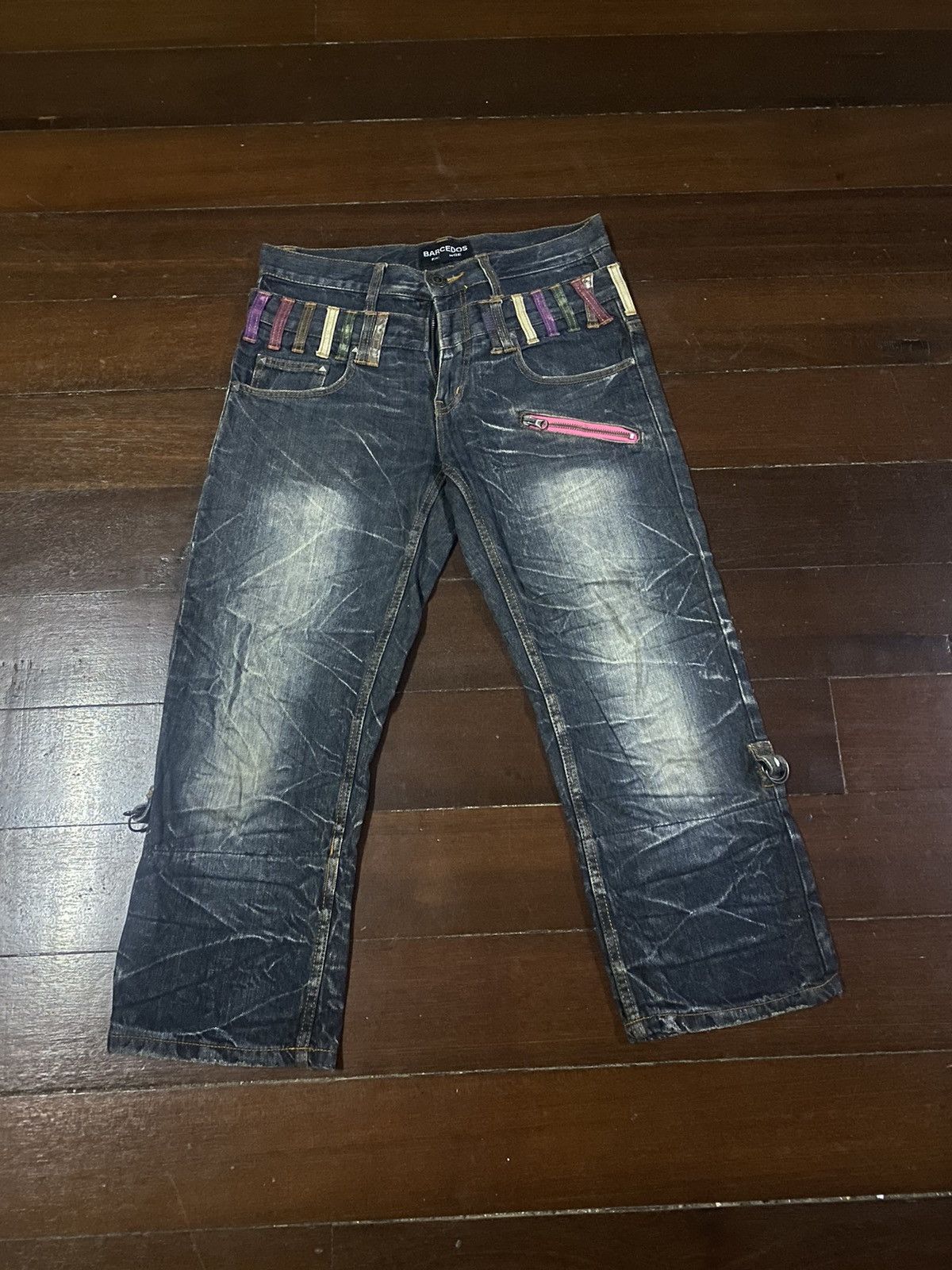 Designer × Japanese Brand Fire 🔥 BARCEDOS EXCHANGE double waist short jeans Size US 31 - 1 Thumbnail