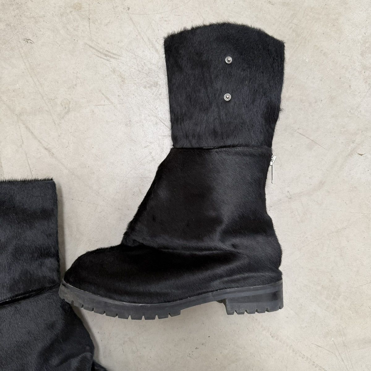 424 424 Dragonrider Pony Hair Black Boots (EU46) Size US 13 / EU 46 - 3 Thumbnail