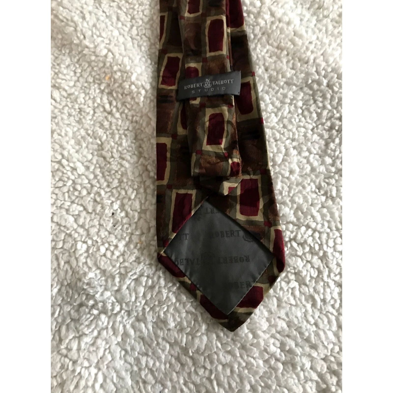 Robert Talbott Robert Talbott Studio Tie Geometric Rectangles Brown Classic 57-60in Men Tied USA Size ONE SIZE - 7 Thumbnail