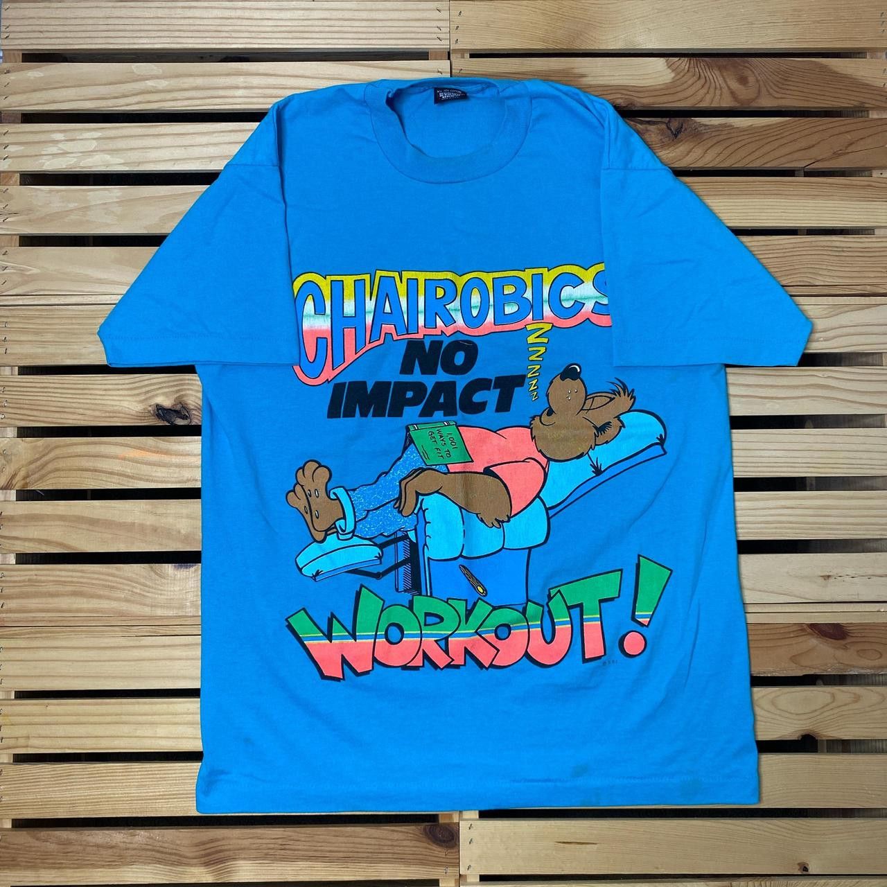 Other Vintage Chairobics Cartoon Bear Blue Funny Gym Tee Size XL Size US XL / EU 56 / 4 - 1 Thumbnail