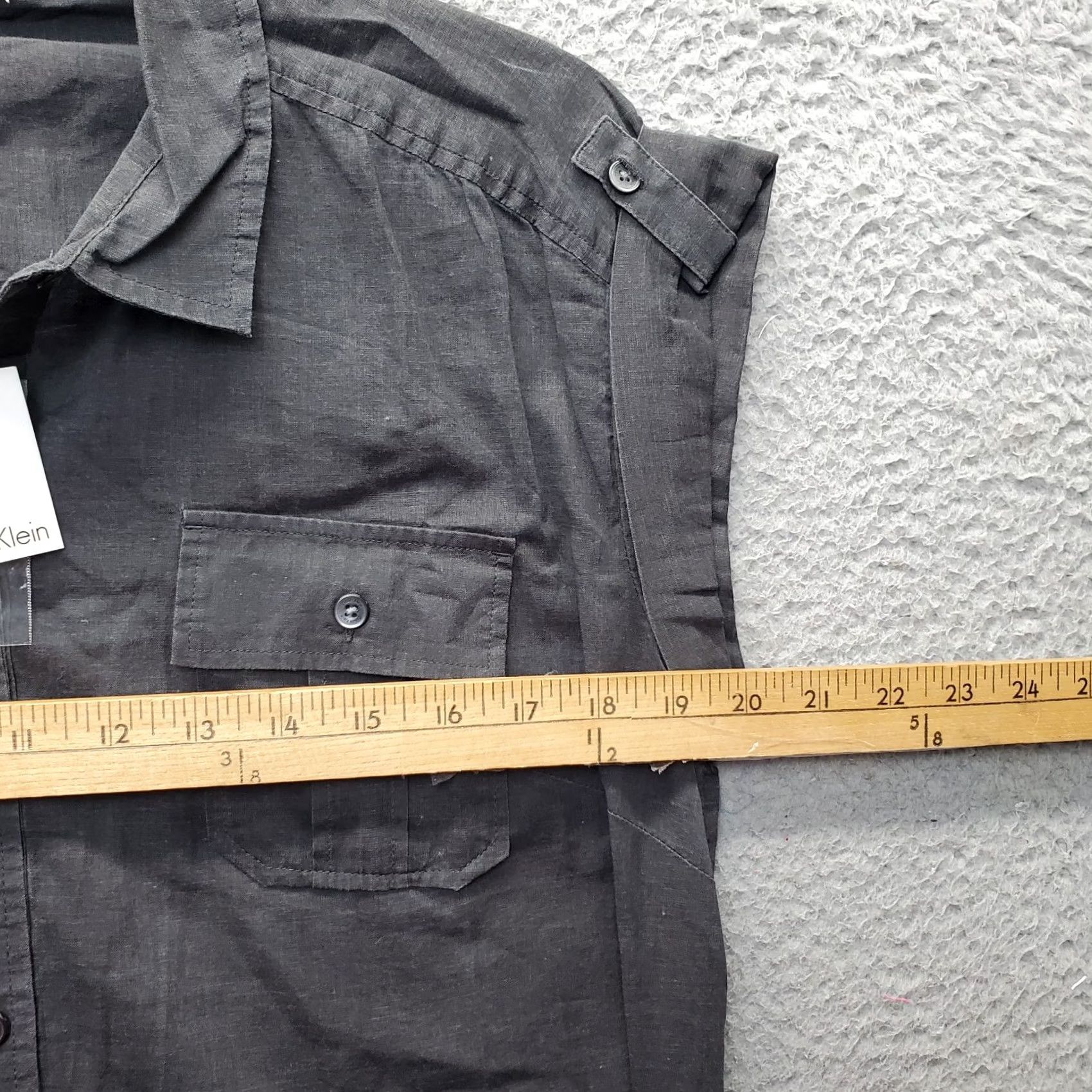Calvin Klein Calvin Klein Shirt Women L Gray Collared Belted Waist Chest Pocket Button-Up Size L / US 10 / IT 46 - 4 Thumbnail