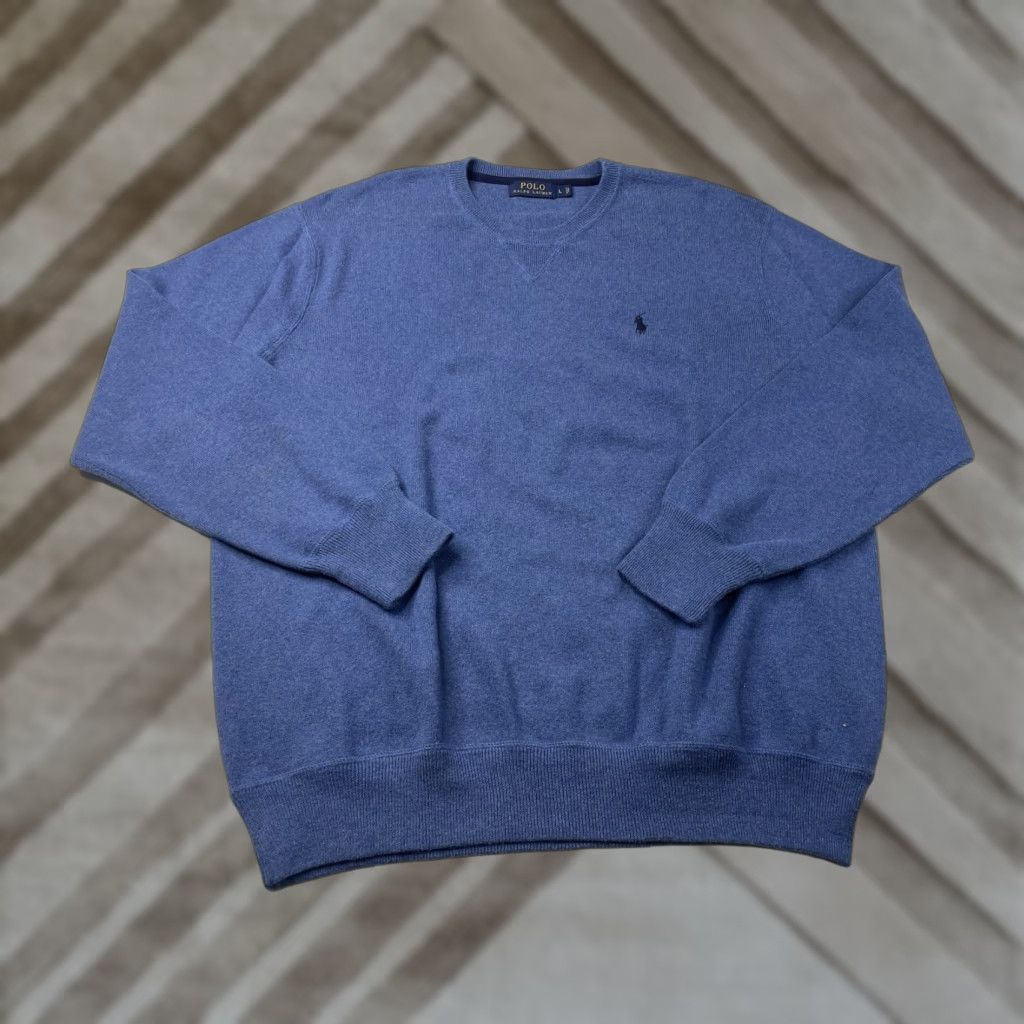 Ralph Lauren Polo Ralph Lauren Cotton Crewneck Pullover Sweater Blue Mens Large Crewneck Knit 100% Cotton Logo Ribbed Hem Cuffs Classic Size US L / EU 52-54 / 3 - 1 Thumbnail