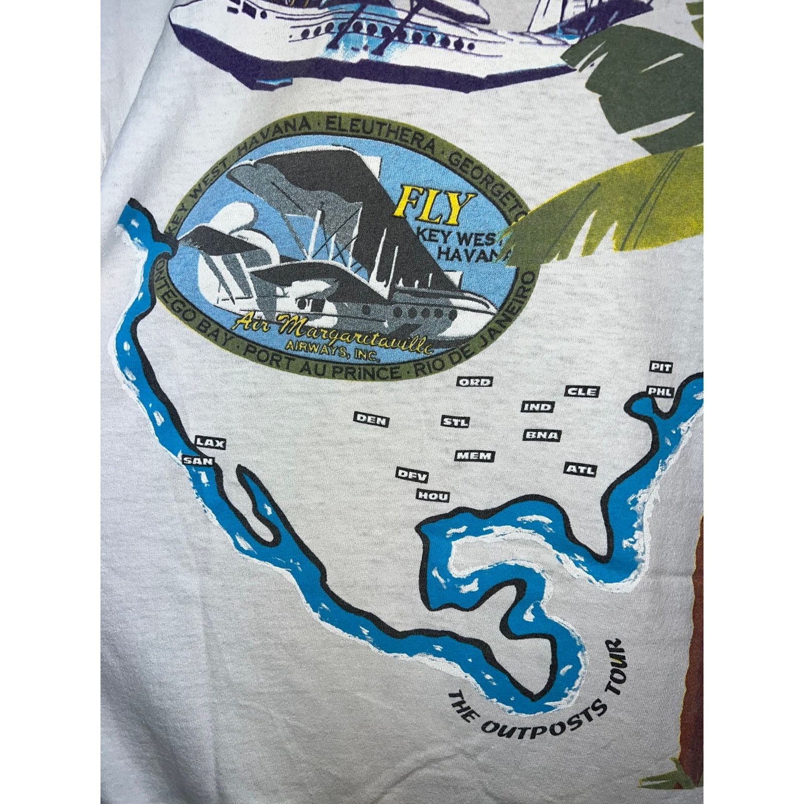 Hanes Vintage Jimmy Buffet The Outpost Tour Shirt Concert 90s VTG Size US L / EU 52-54 / 3 - 12 Thumbnail