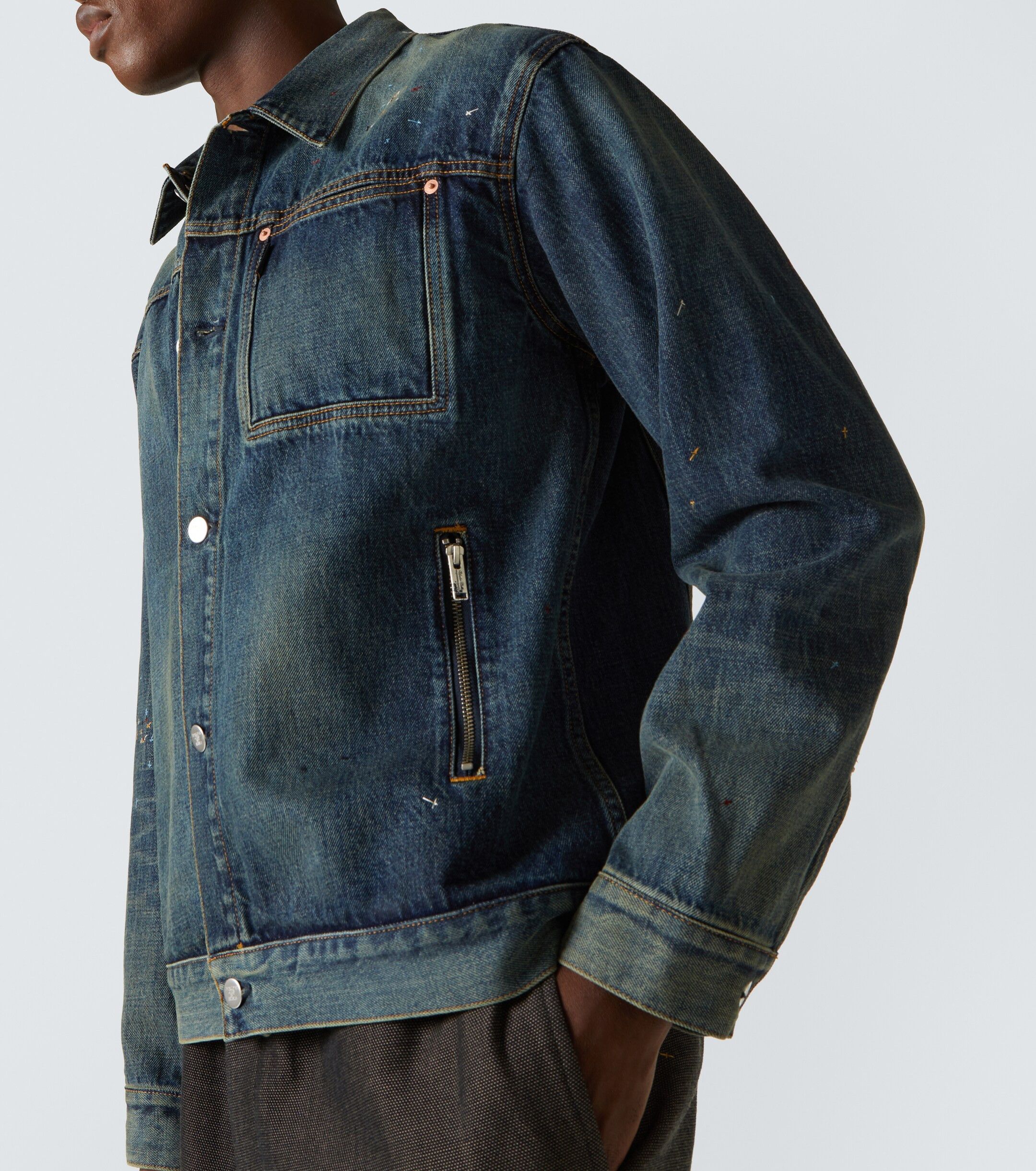 Undercover Cross Stitched Embroidered Indigo Cropped Denim Jacket FW24 Size US M / EU 48-50 / 2 - 22 Thumbnail