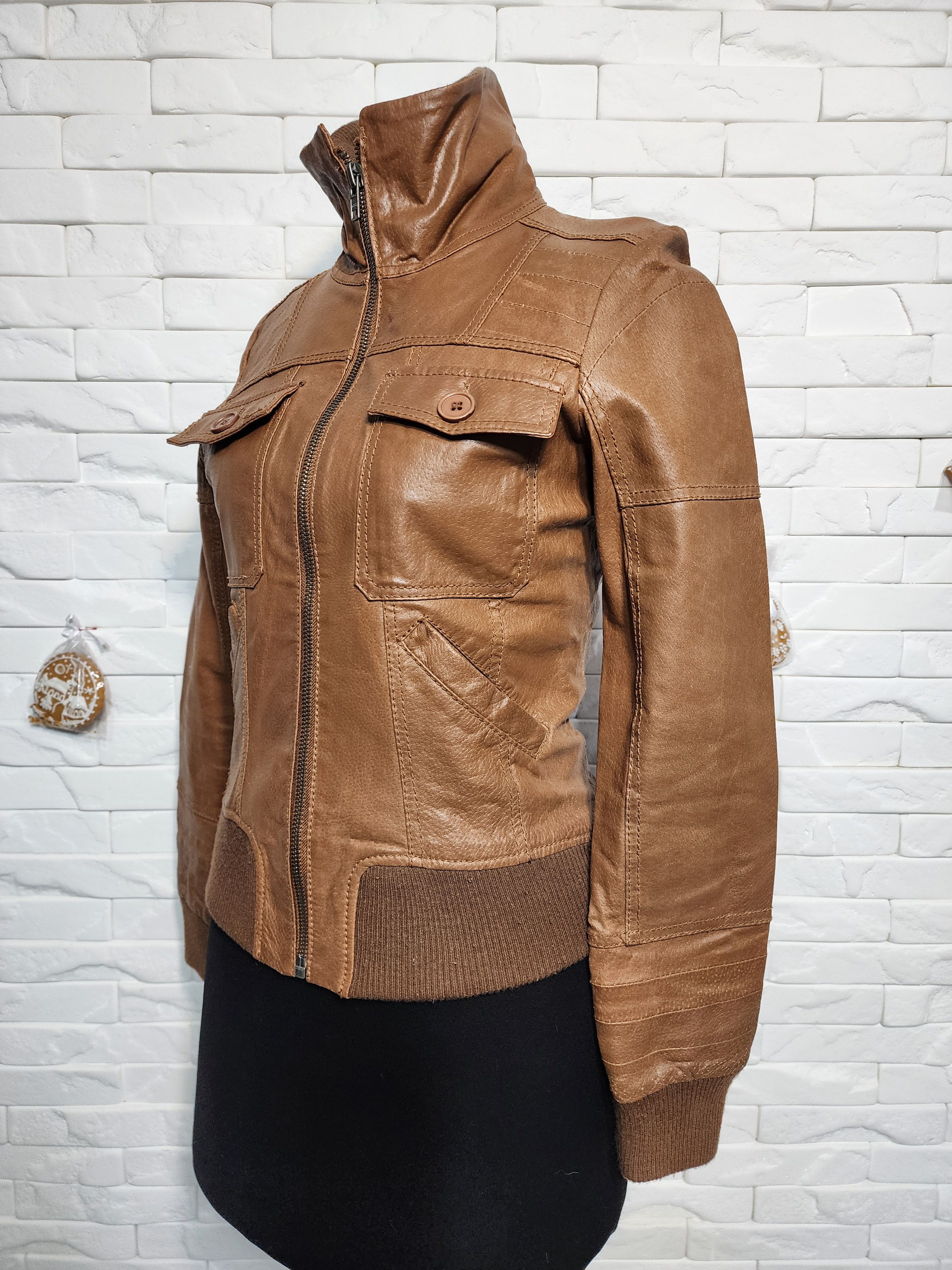 Genuine Leather Brown Leather Jacket: Women's Zip-Up Sportswear. Size M / US 6-8 / IT 42-44 - 2 Thumbnail