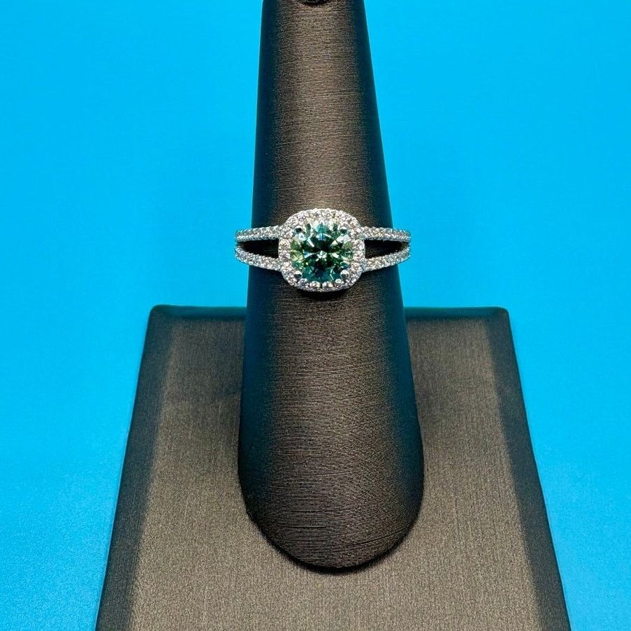 Jewelry NEW 2CTW Tourmaline & White Colored Moissanite Ring in 925 Size ONE SIZE - 4 Thumbnail