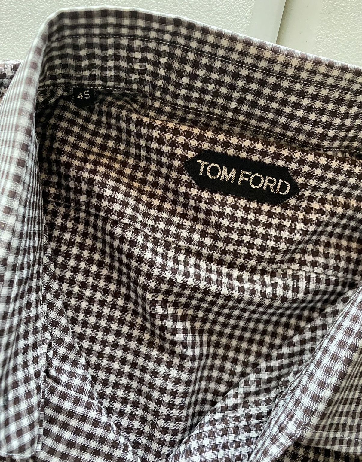 Tom Ford Tom Ford mocha/grey gingham check shirt 45e NWT Size US XXL / EU 58 / 5 - 6 Thumbnail