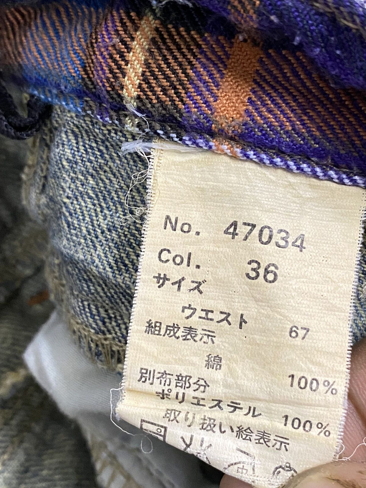 If Six Was Nine × Japanese Brand × Le Grande Bleu (L.G.B.) Grand Honor Denim Patchwork Tartan Distressed Double Waist Size US 31 - 17 Thumbnail