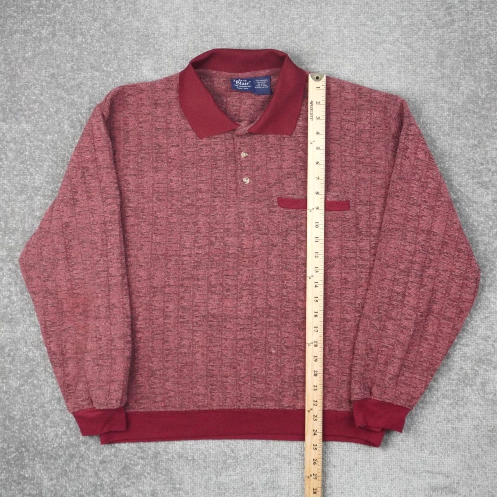 Blair VINTAGE John Blair Shirt Mens Large Retrob Burgundy Collared Button-Up Geometric Long Sleeve Casual Seasonal Clothing Size US L / EU 52-54 / 3 - 3 Thumbnail