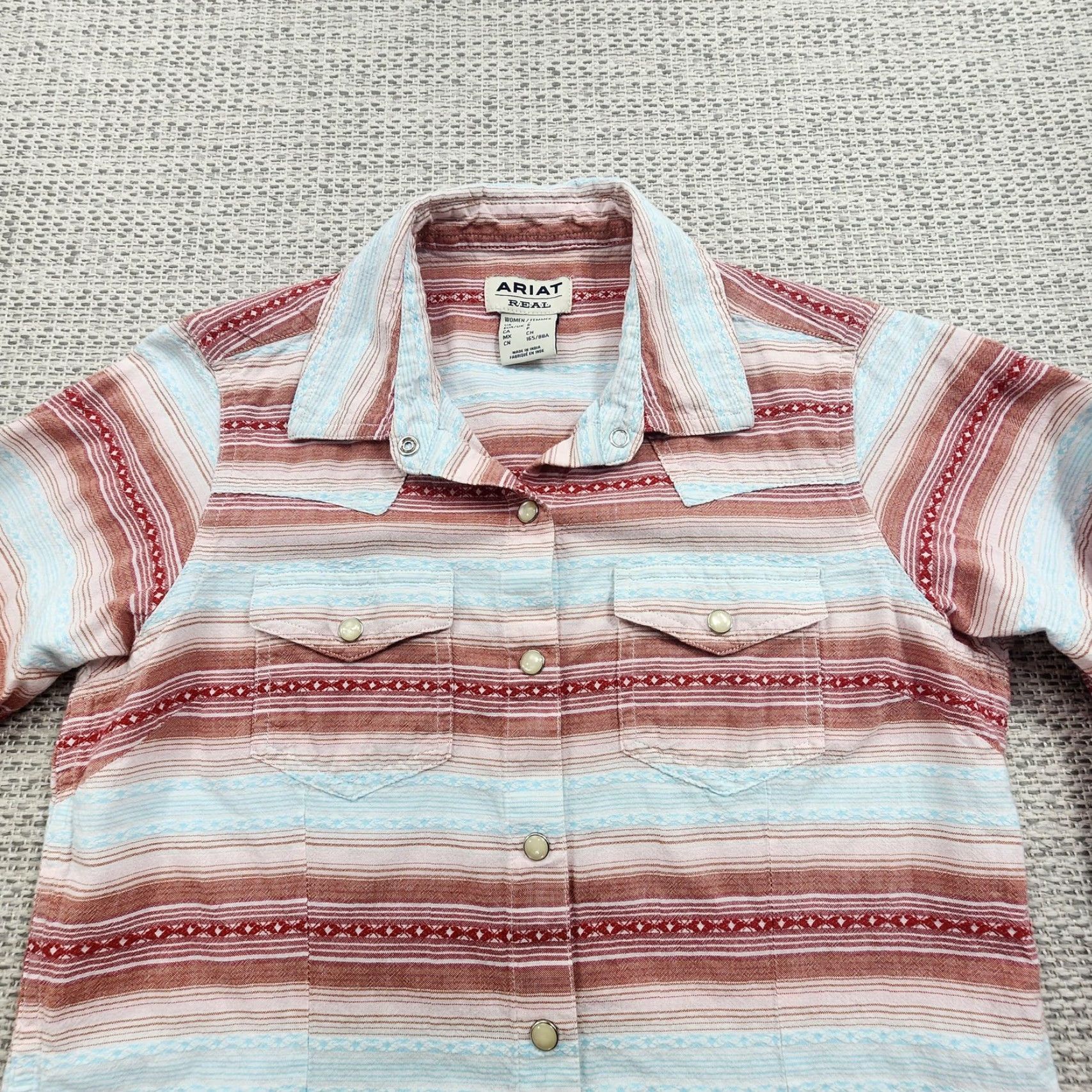 Ariat Ariat REAL Shirt Womens Small Red Blue Western Snap Button Long Sleeve Cotton Size S / US 4 / IT 40 - 4 Thumbnail