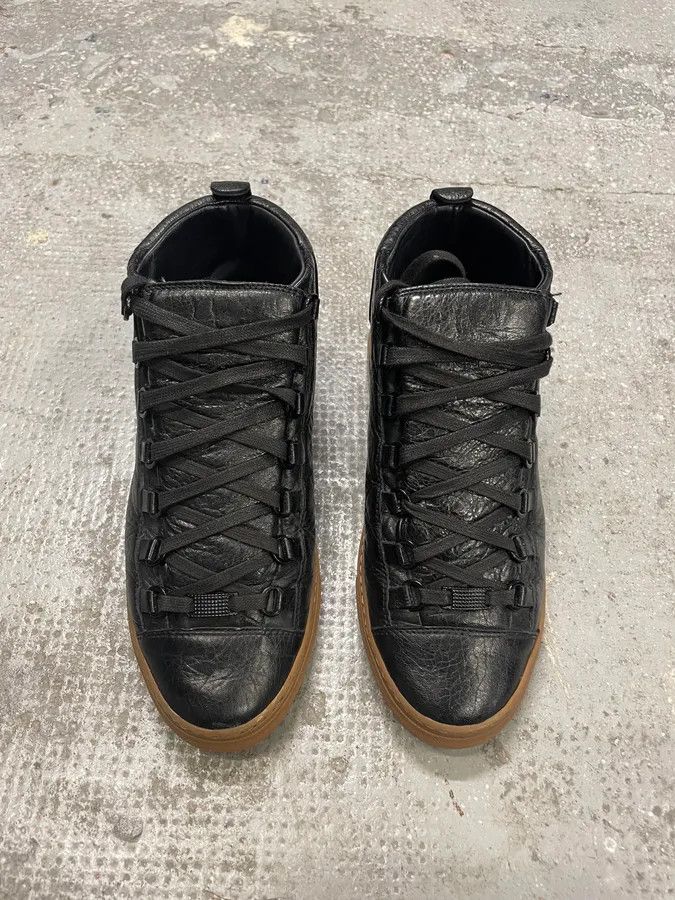 Balenciaga Balenciaga Arena Satin Cracked Leather High Sneakers Size US 7.5 / EU 40-41 - 4 Thumbnail